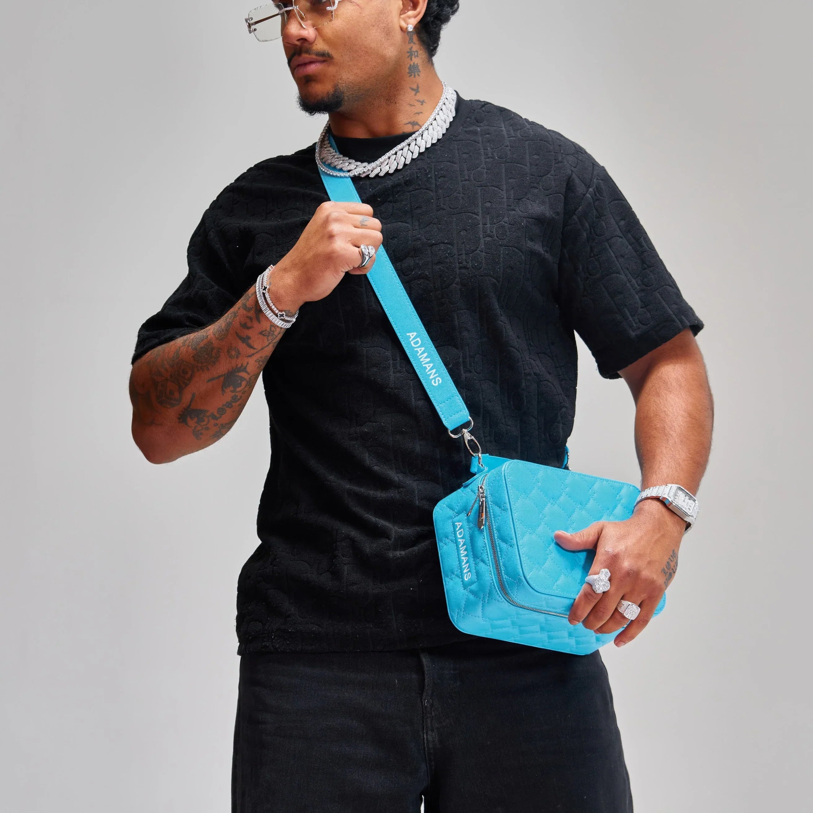 Small Leather Travel Jewellery Case - Blue