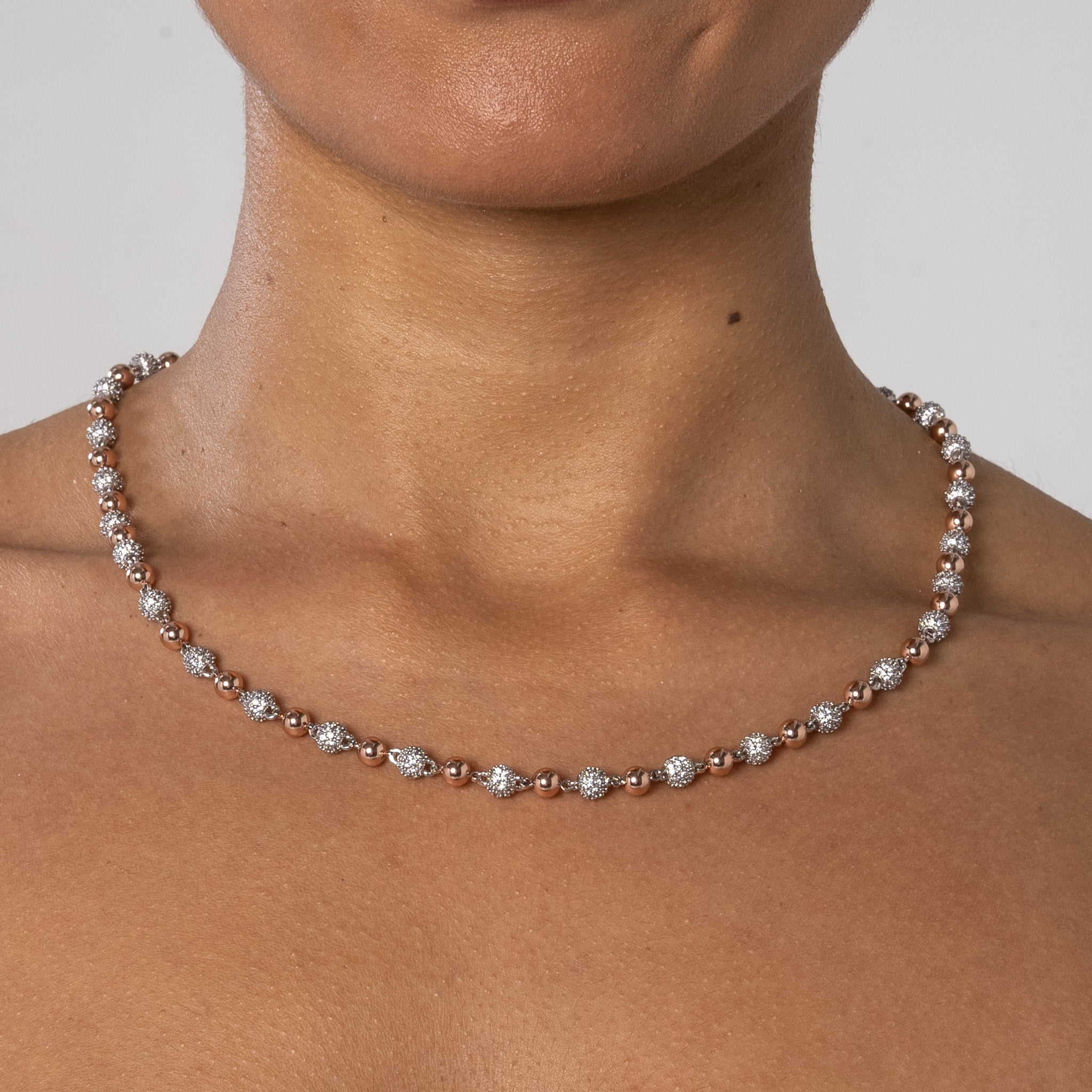 5mm ICED & PLAIN BALL CHAIN - 2 TONE