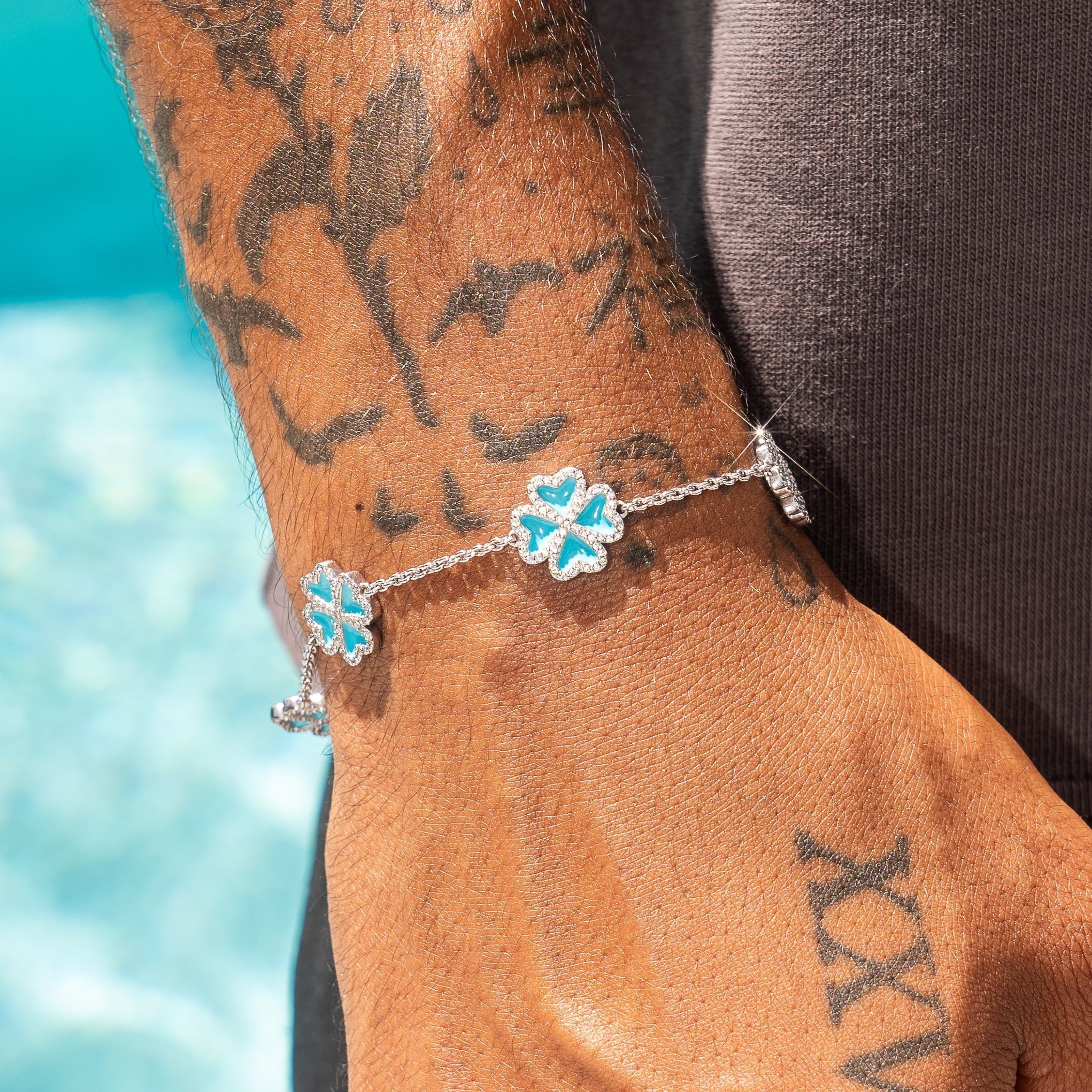 Tiffany Blue Clover Bracelet - 925 Silver