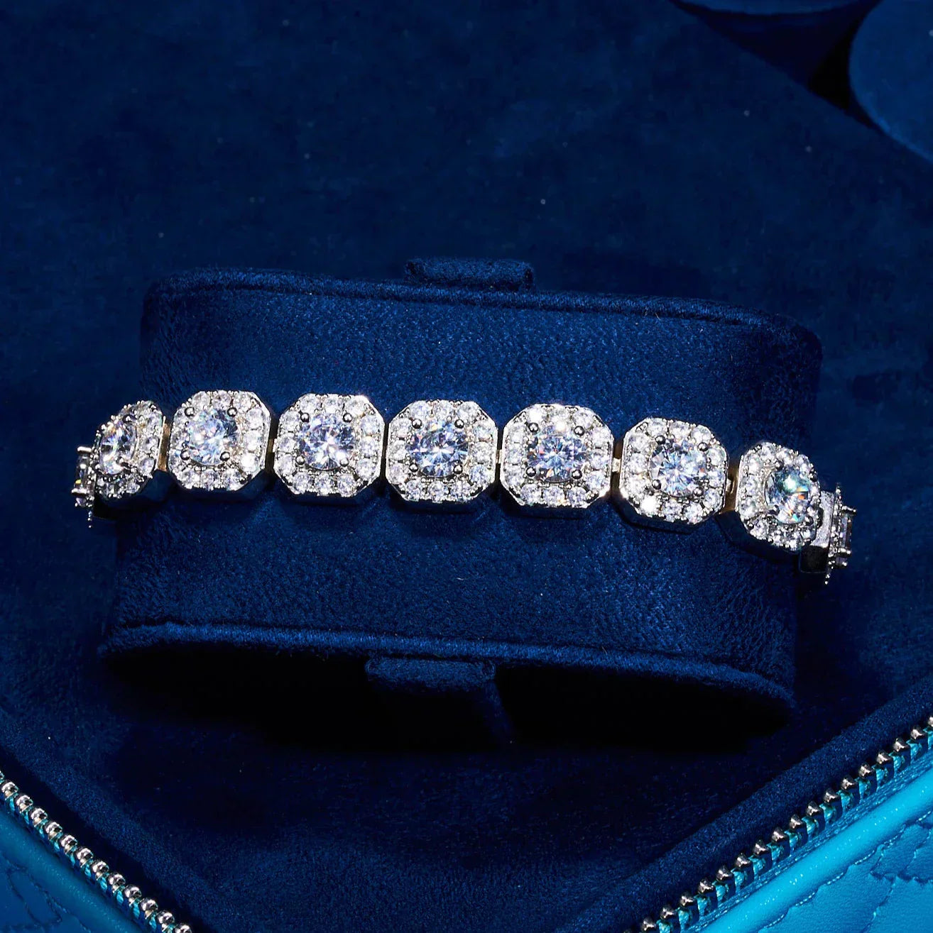 10mm IGI Diamond Clustered Tennis Bracelet - 925 Silver - D Colour - VVS1