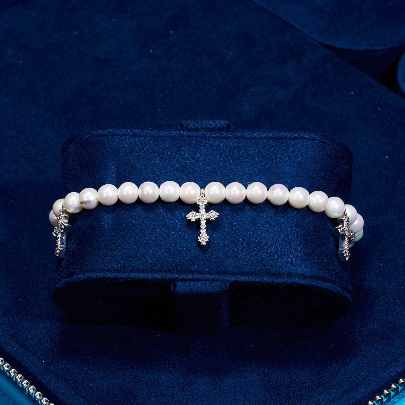 5mm MULTI CROSS PEARL BRACELET