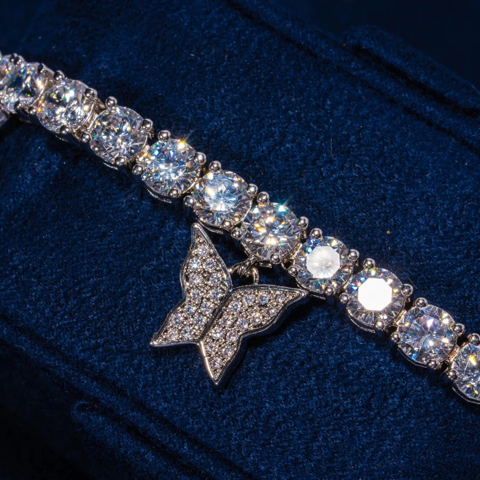 Moissanite Iced Butterfly Tennis Bracelet - 925 Silver - D Colour - VVS1