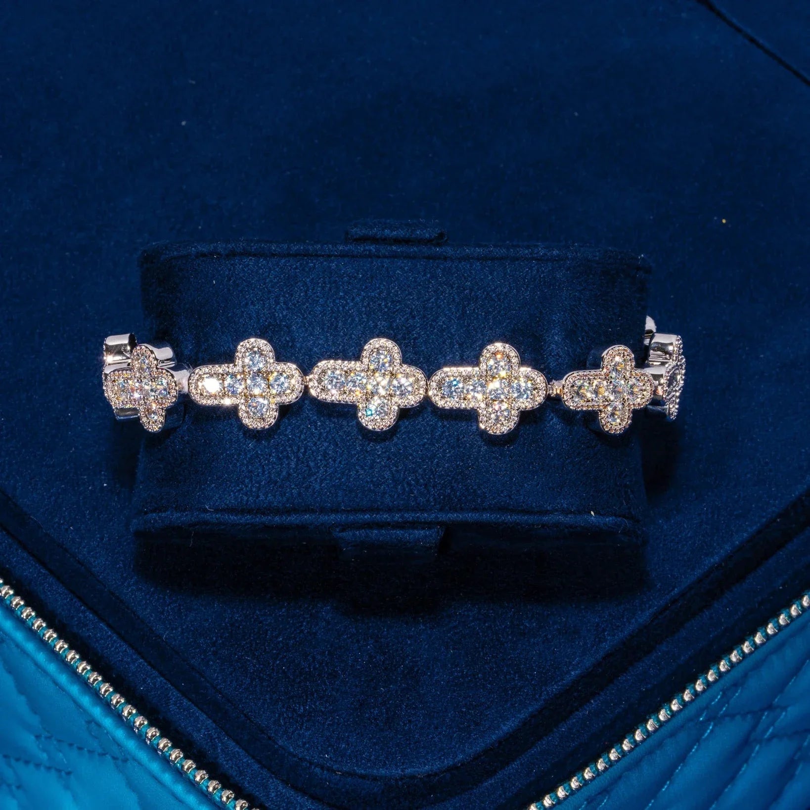 12.5MM Moissanite Cross Tennis Bracelet - 925 Silver - D Colour - VVS1