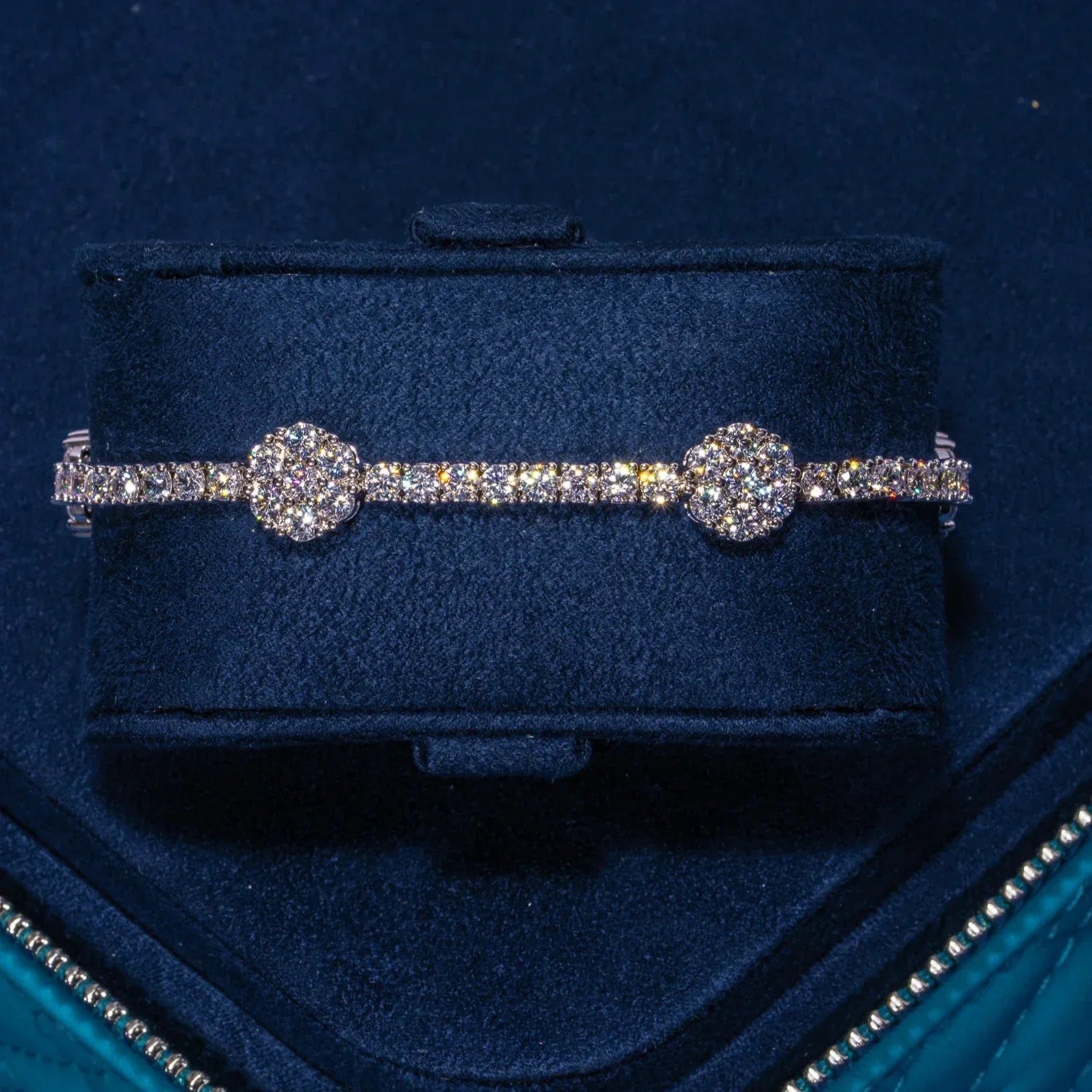 Moissanite Cluster Hexagon Tennis Bracelet - 925 Silver - D Colour - VVS1