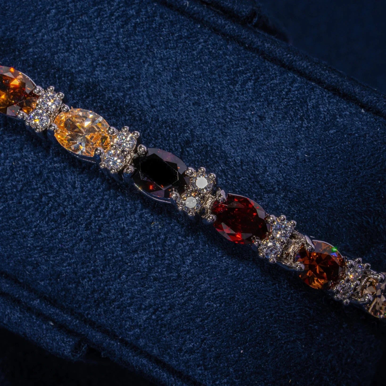 5MM Moissanite Multicolor Oval Cut Brown Stone Tennis Bracelet - 925 Silver - D Colour - VVS1