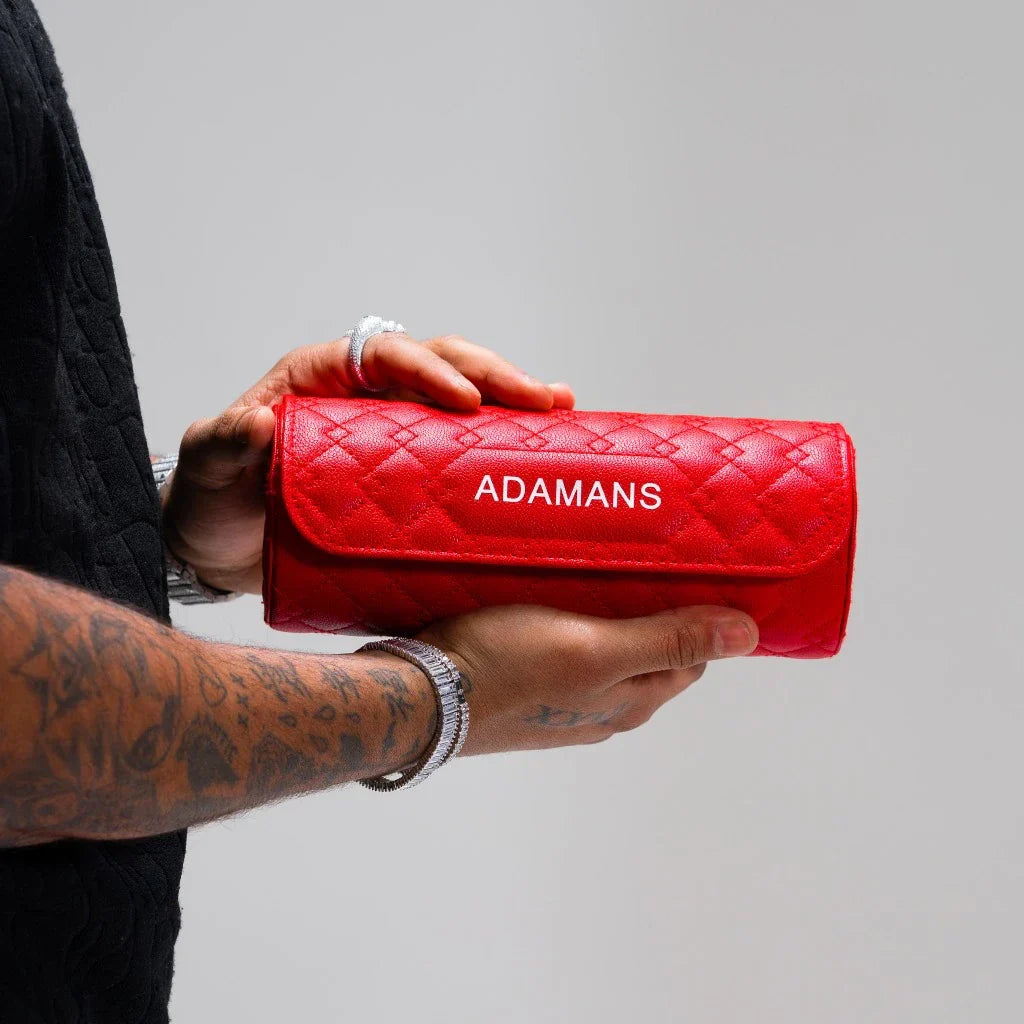 Leather Travel Watch Roll - Red