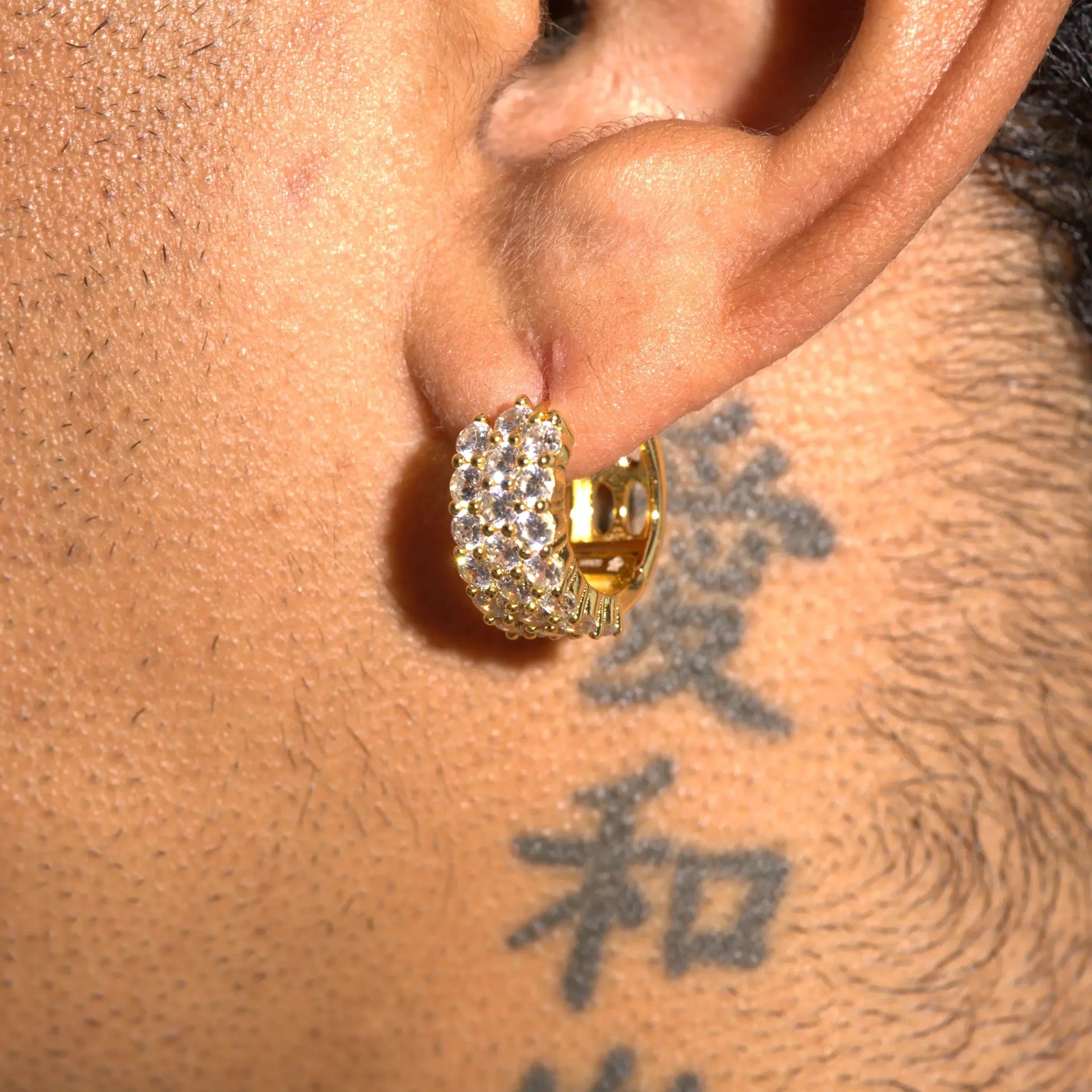 3-Row Hoop Earrings - Gold