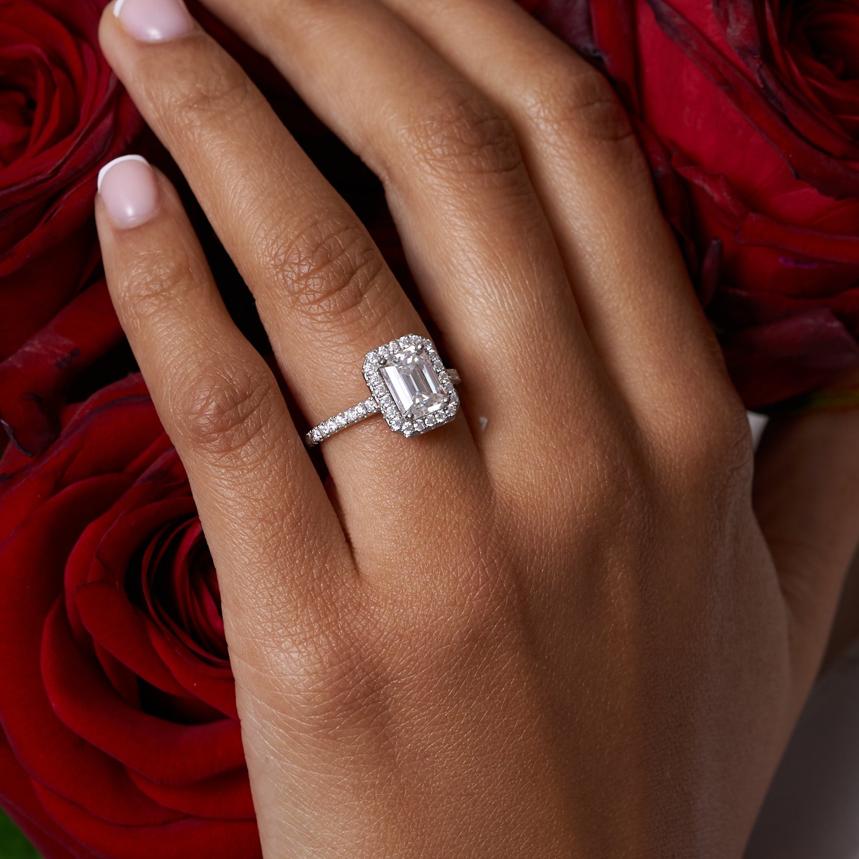 Radiant Halo Moissanite Engagement Ring