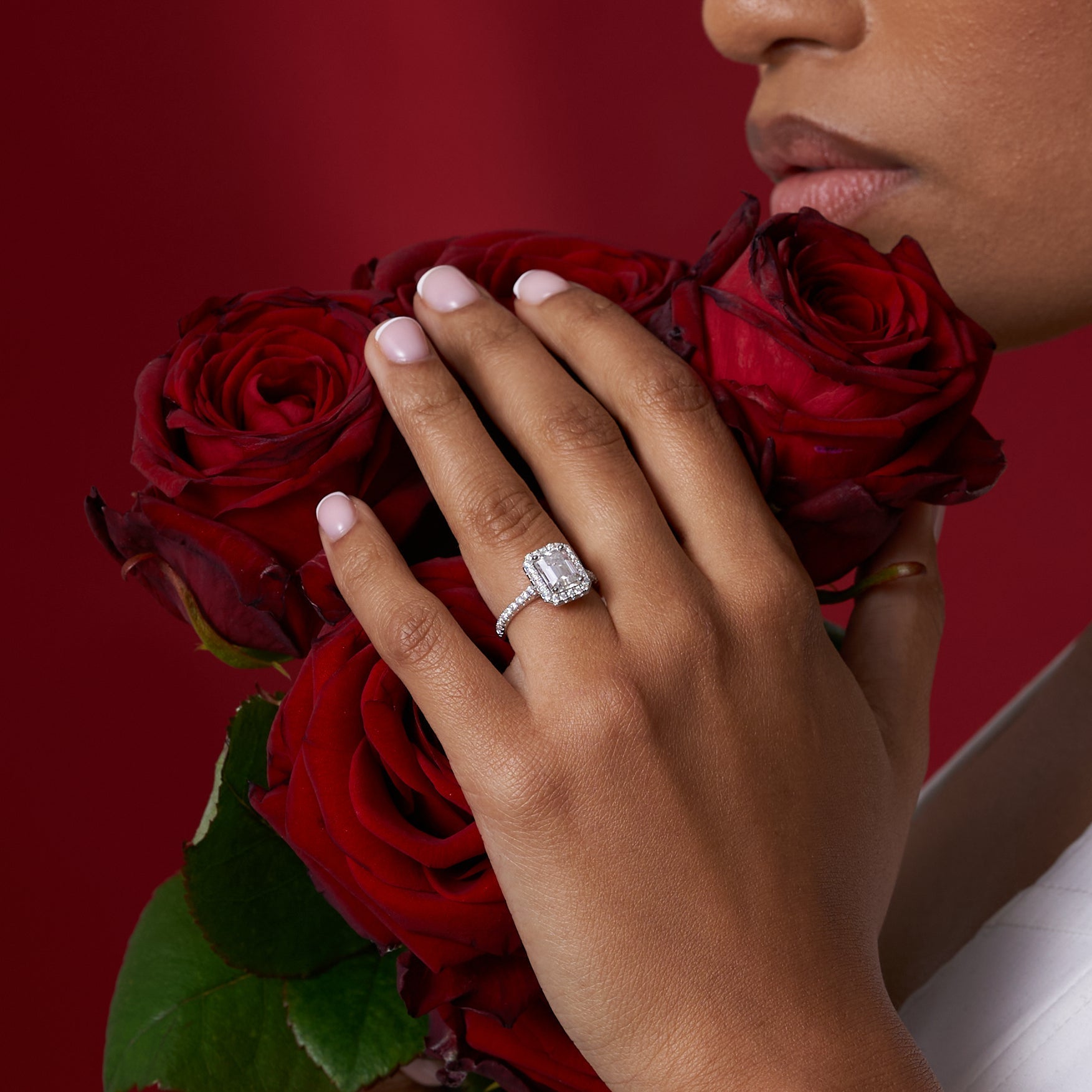 Radiant Halo Moissanite Engagement Ring