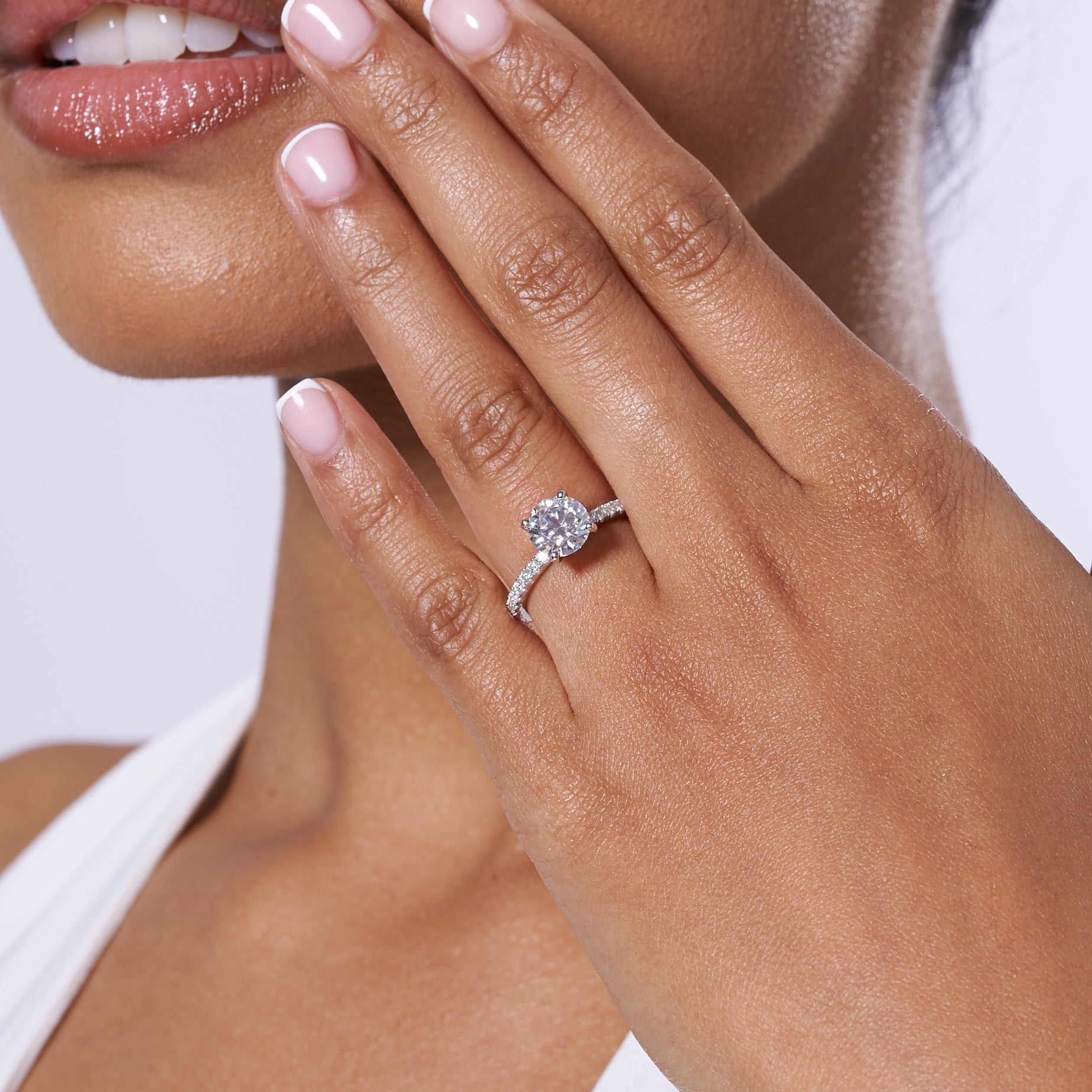 Round Brilliant Cut Moissanite Engagement Ring