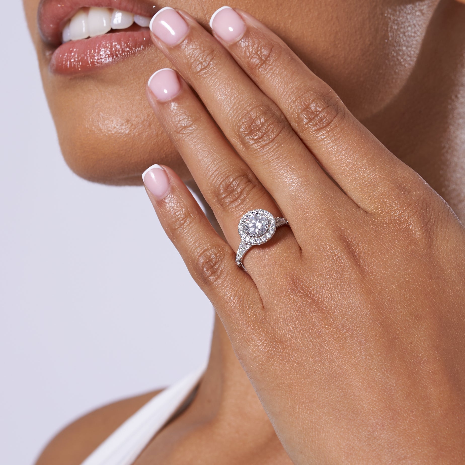Split Prong Round Cut Moissanite Engagement Ring