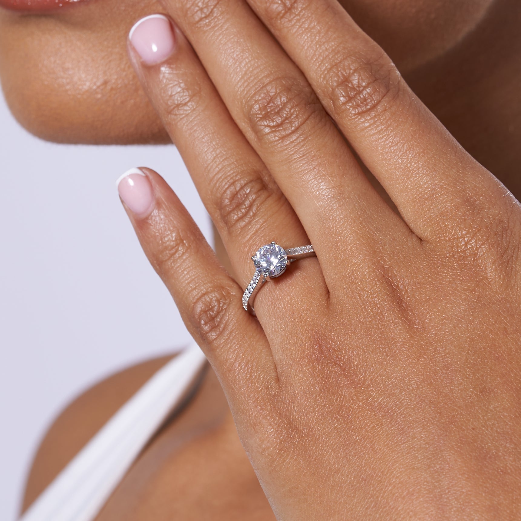 Chanel Set Round Cut Moissanite Engagement Ring