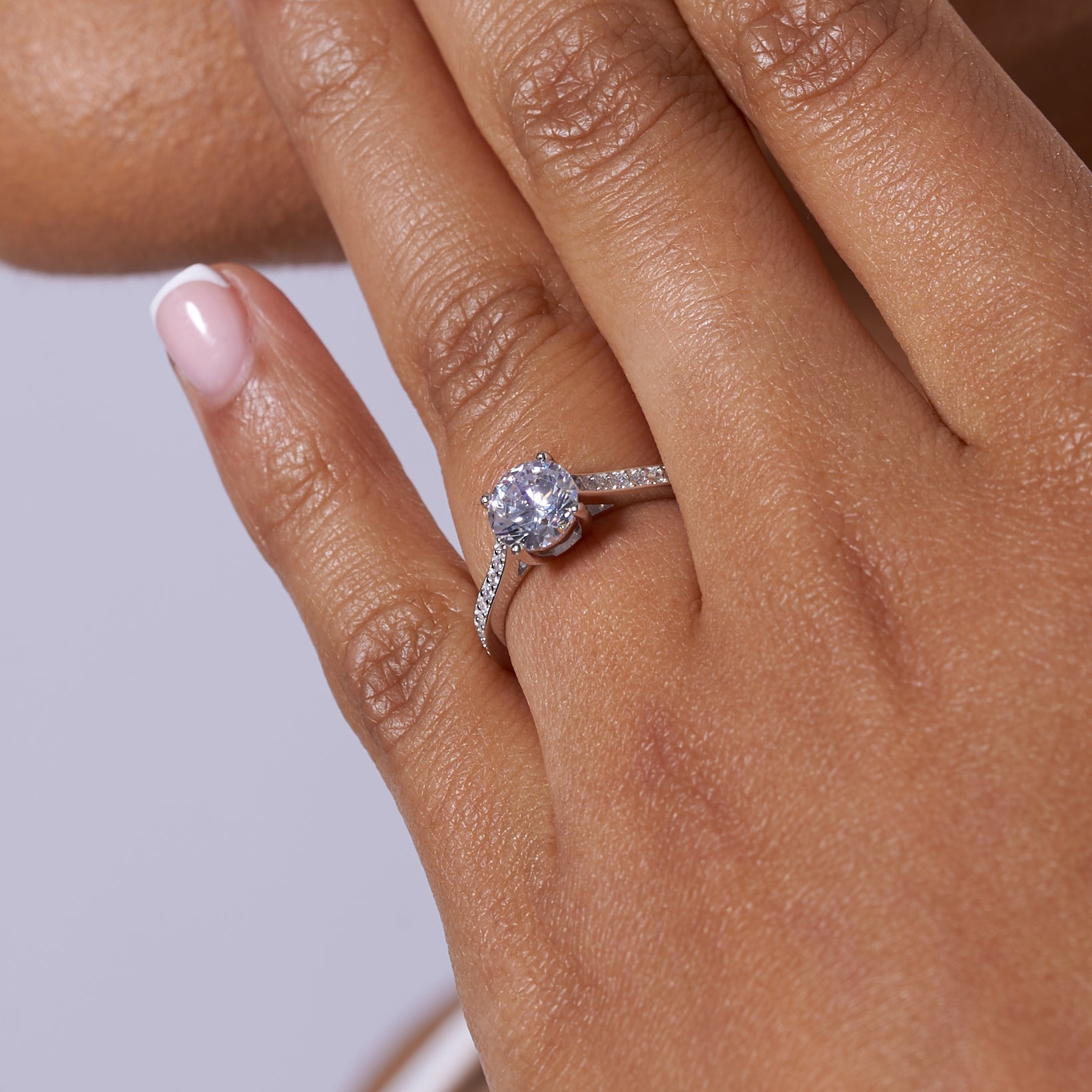 Chanel Set Round Cut Moissanite Engagement Ring