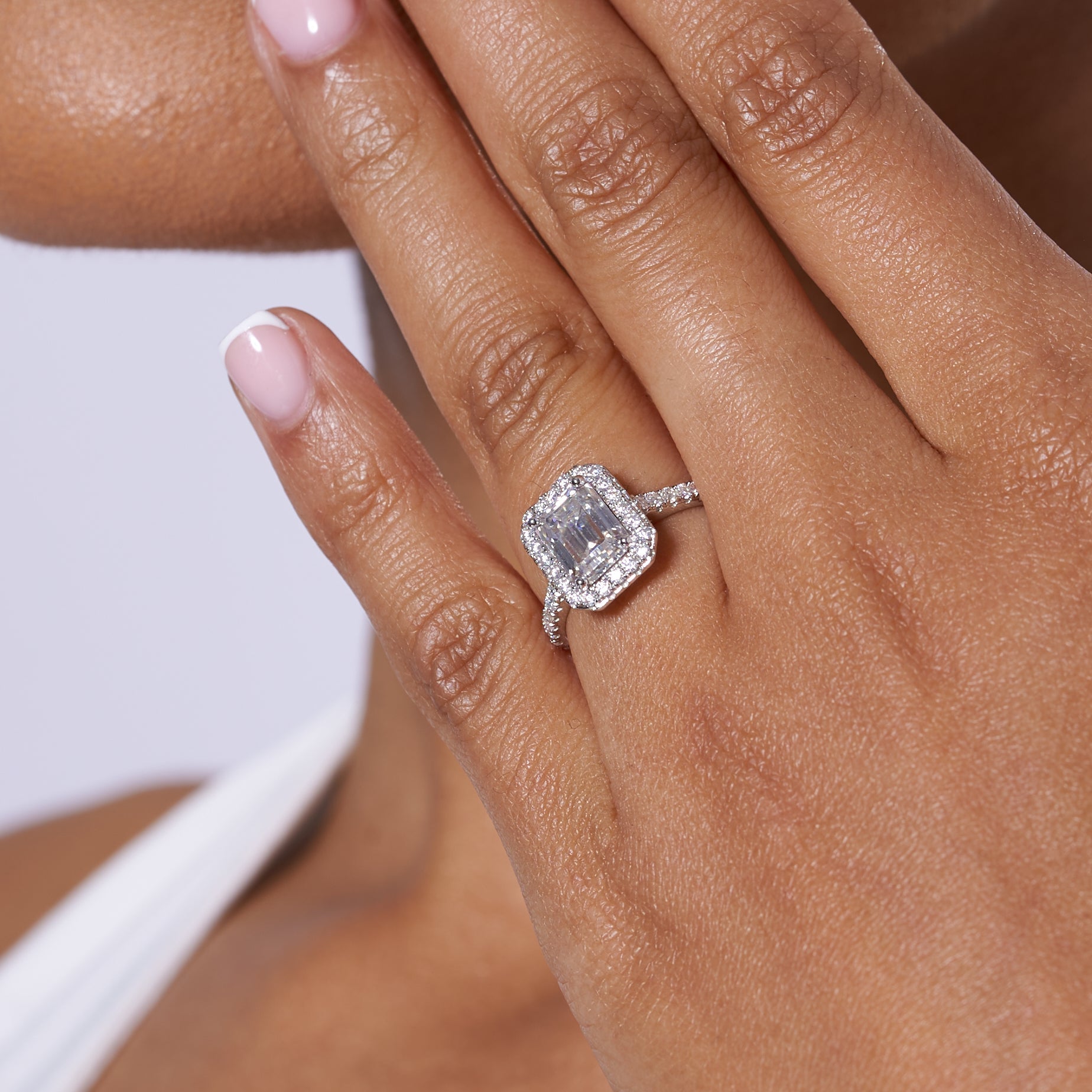 Radiant Halo Moissanite Engagement Ring