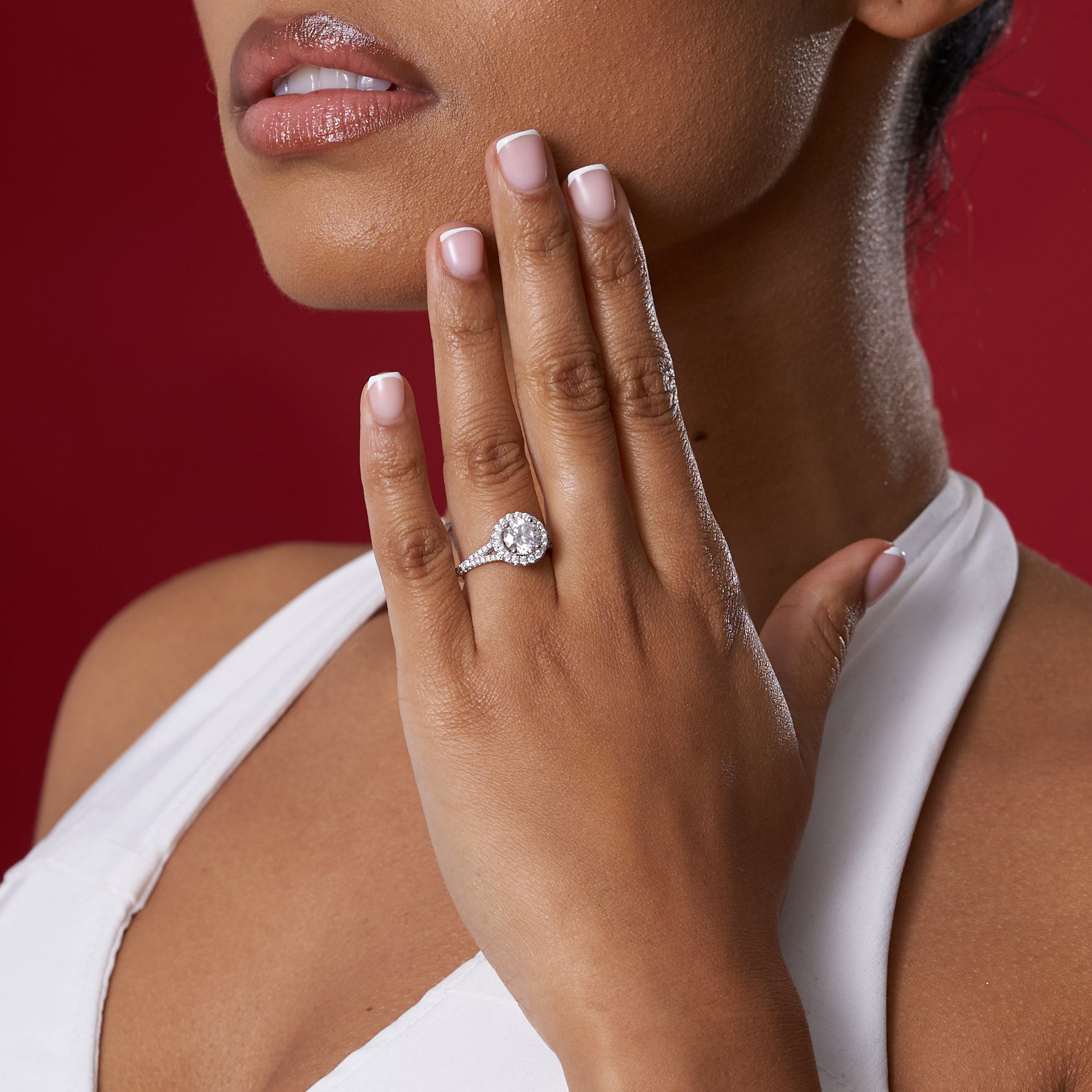 Split Prong Round Cut Moissanite Engagement Ring