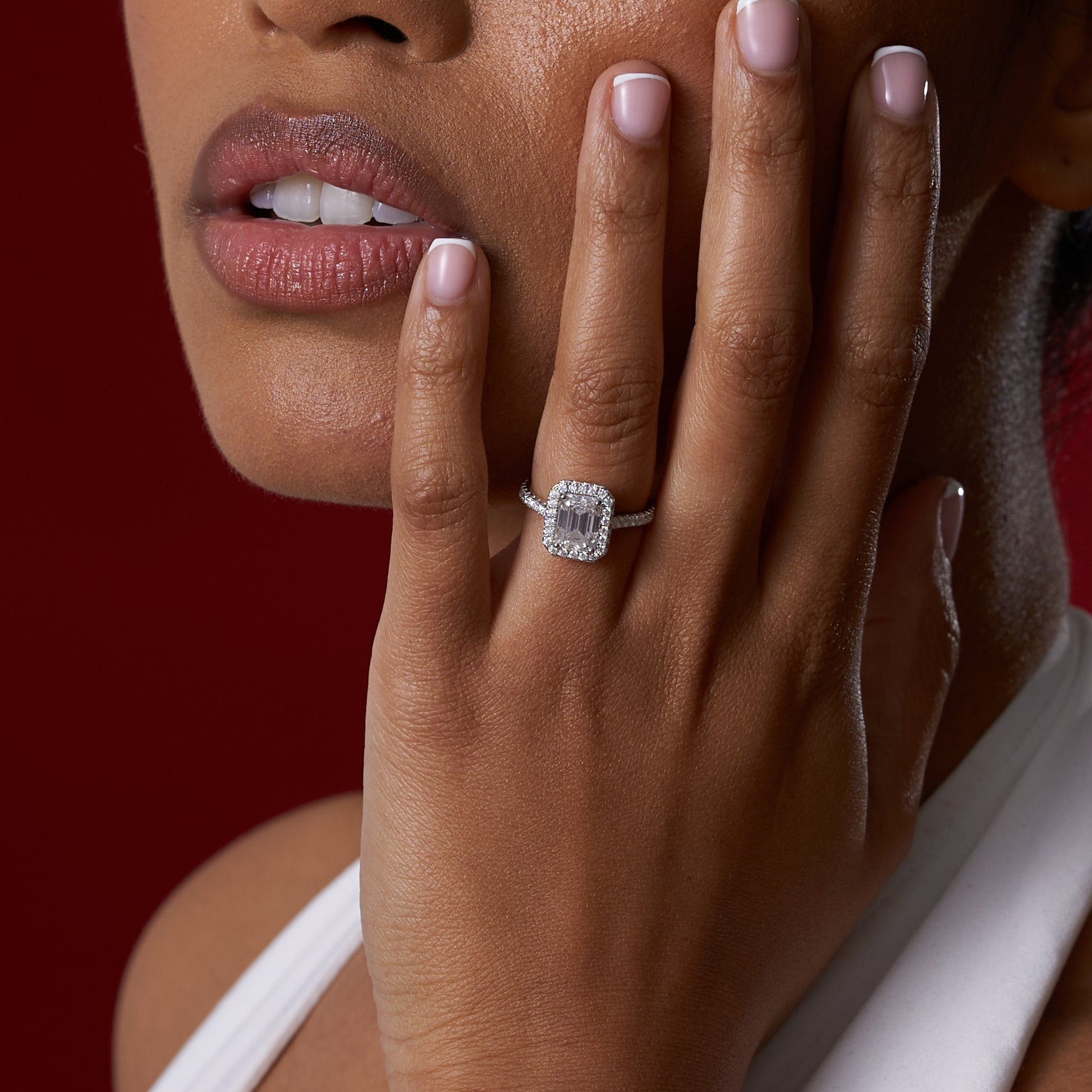 Radiant Halo Moissanite Engagement Ring
