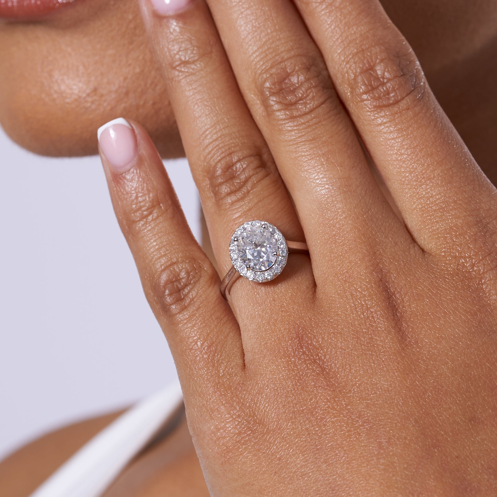 Oval Cut Moissanite Halo Engagement Ring