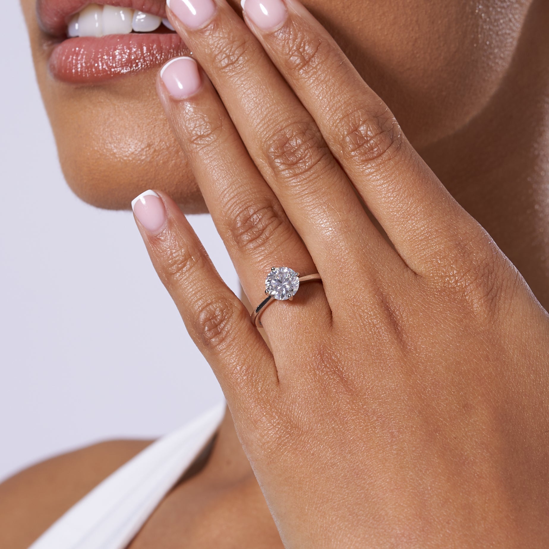 Big Round Solitare Moissanite Engagement Ring