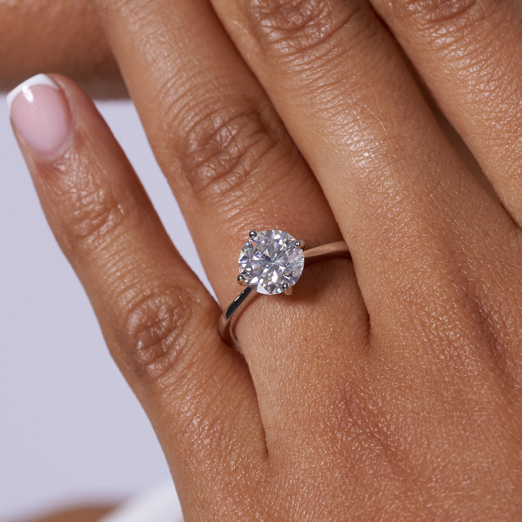 Big Round Solitare Moissanite Engagement Ring