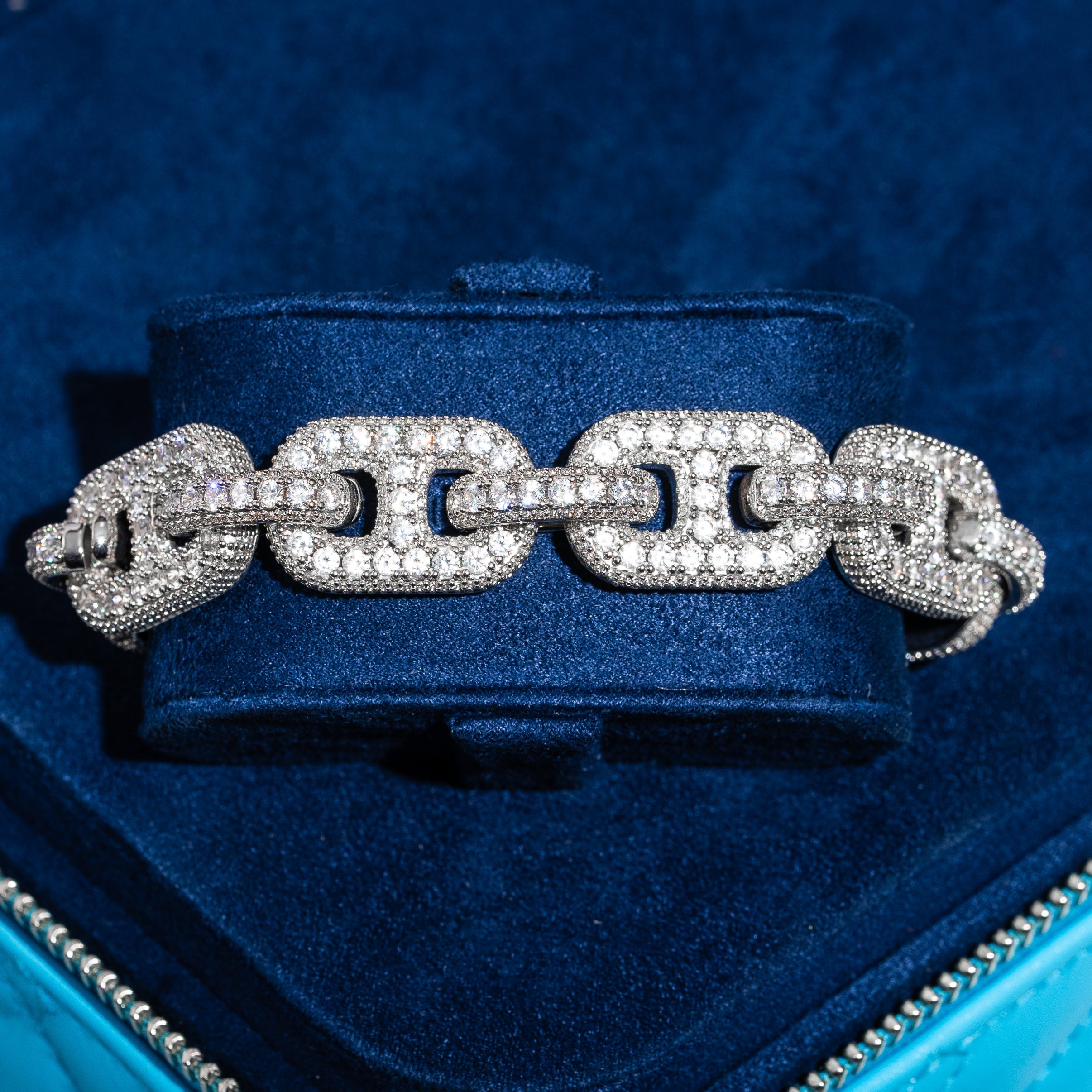 17mm G-Link Diamond Bracelet - White Gold