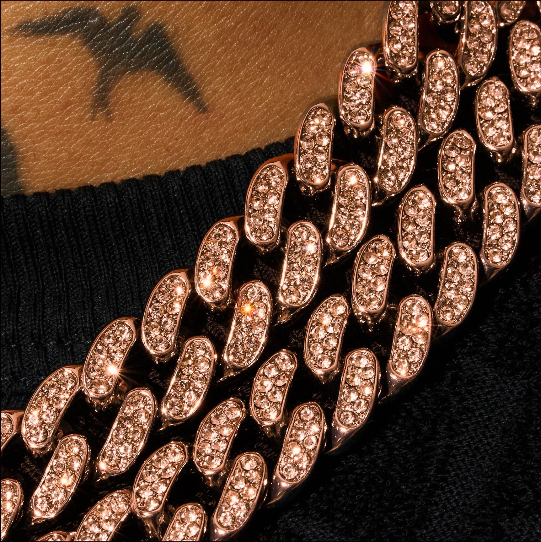 8mm Iced Cuban Link Chain - Rose Gold