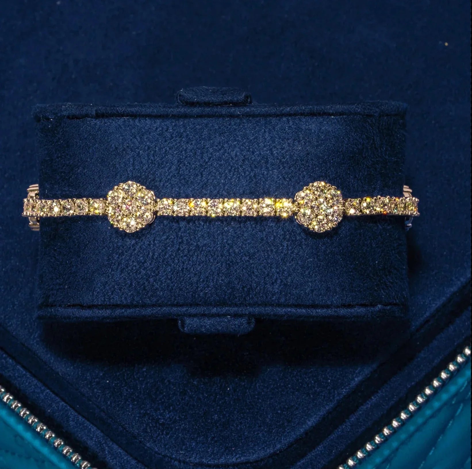 Moissanite Cluster Hexagon Tennis Bracelet - 18k Vermeil - D Colour - VVS1
