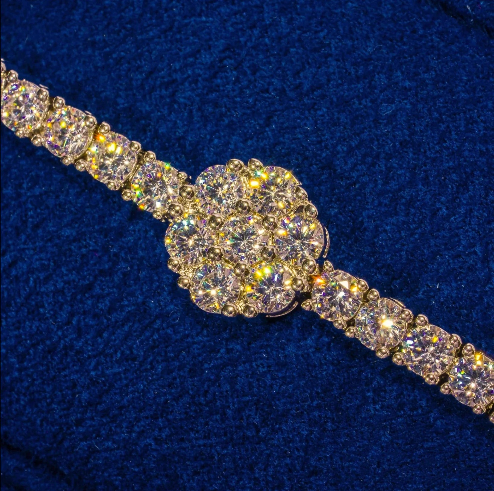 Moissanite Cluster Hexagon Tennis Bracelet - 18k Vermeil - D Colour - VVS1