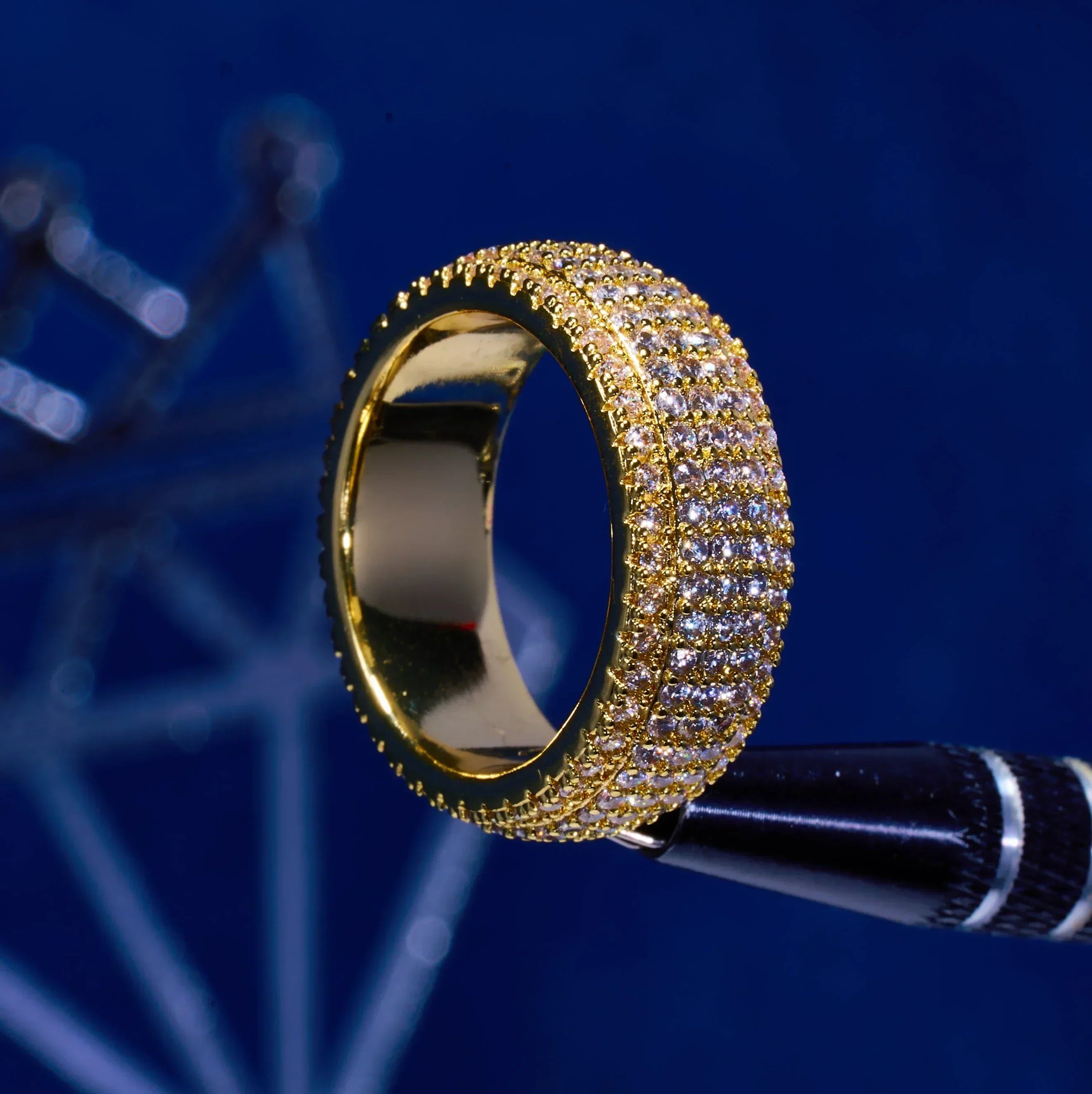 Lab Diamond 5 Row Paved Ring - 18K Vermeil - D Colour - VVS1
