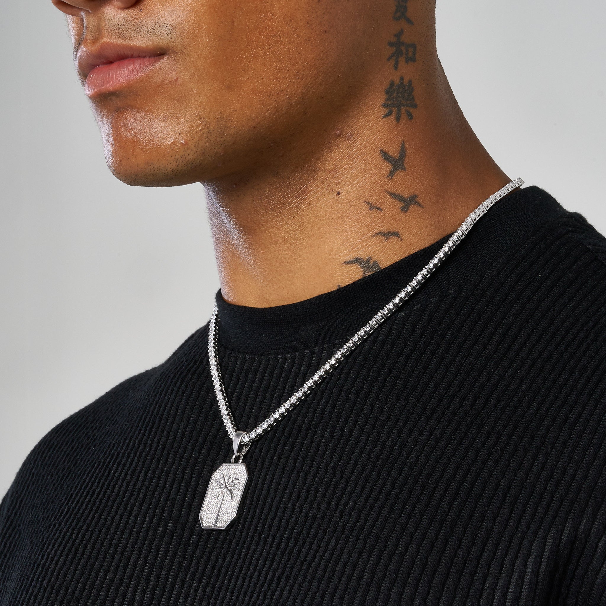 PALM TREE PENDANT - WHITE GOLD