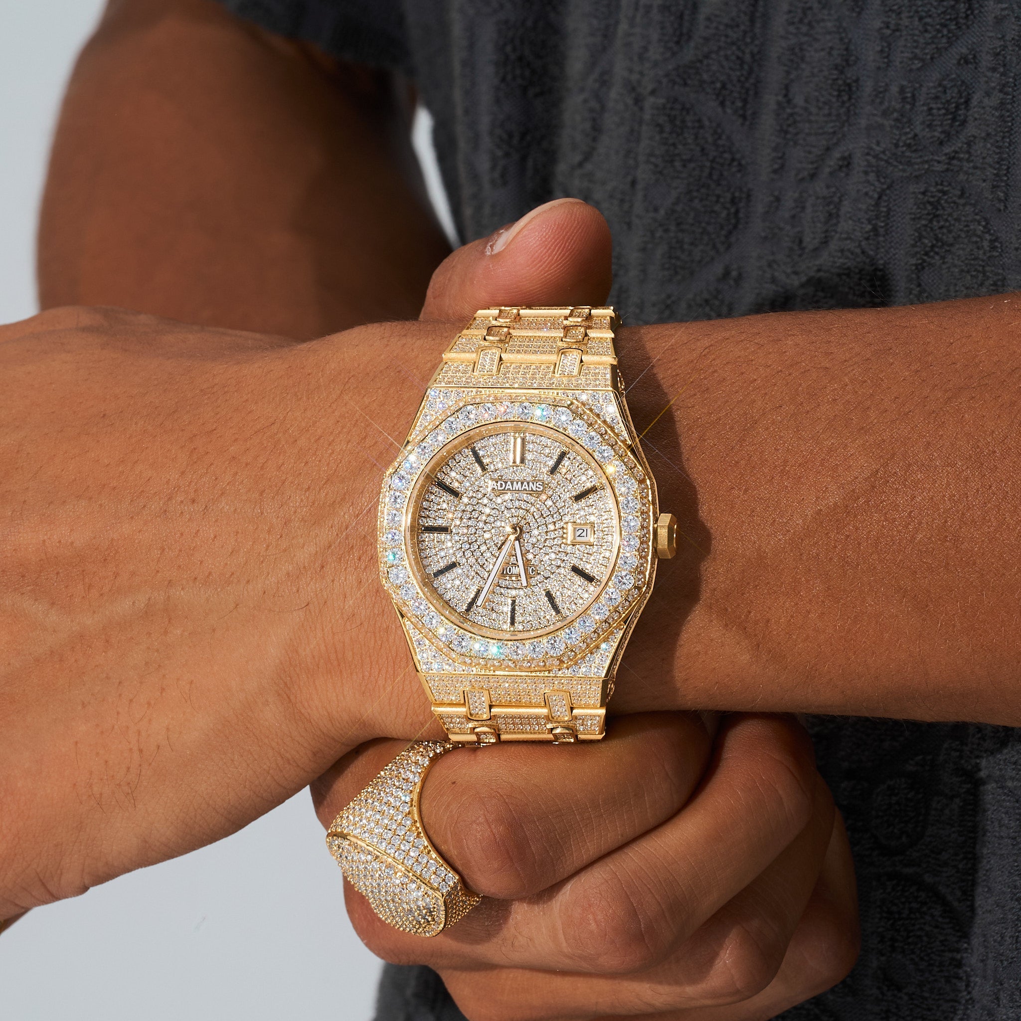 44m Paved VVS Moissanite Diamond Watch - Gold