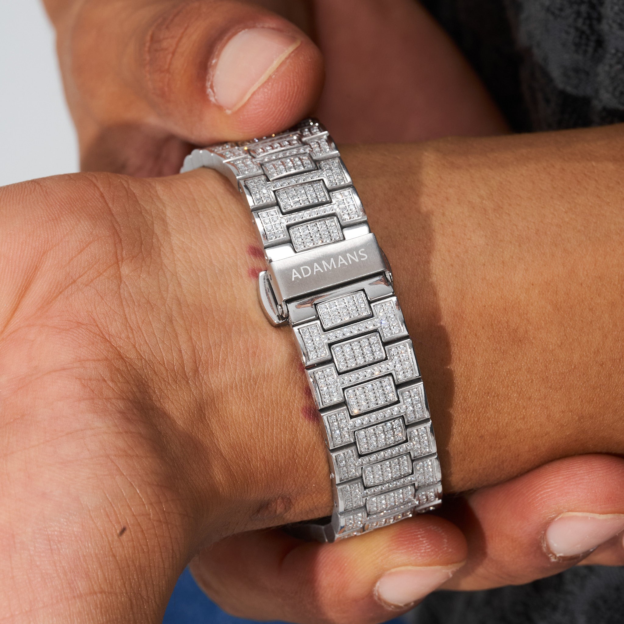 Custom Colored Numeral Dial VVs Moissanite Diamond Watch - White Gold
