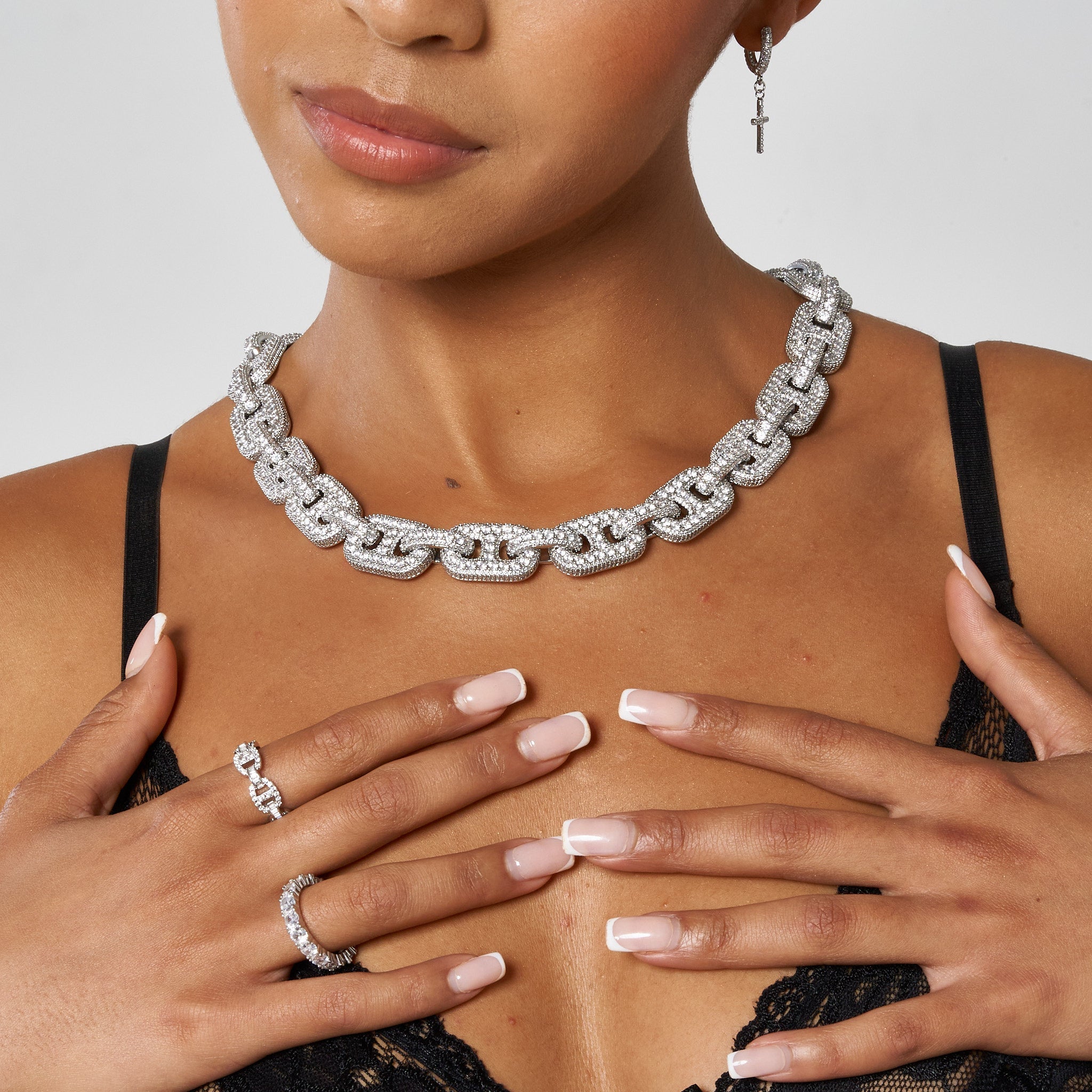 17mm G-Link Diamond Chain - White Gold
