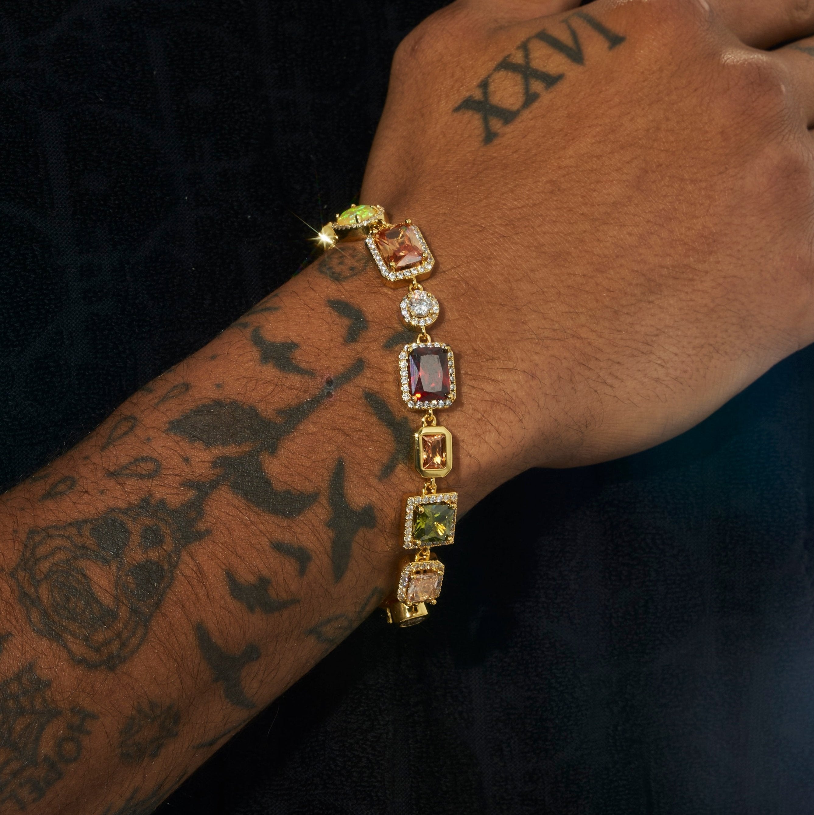 10MM Multi Gemstone Bracelet - Gold