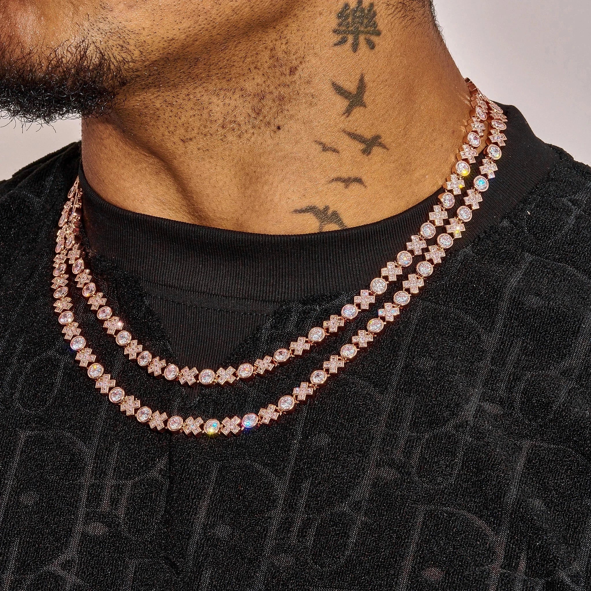 5MM Moissanite XOXO Chain - Rose Gold - 925 Silver - D Colour - VVS1