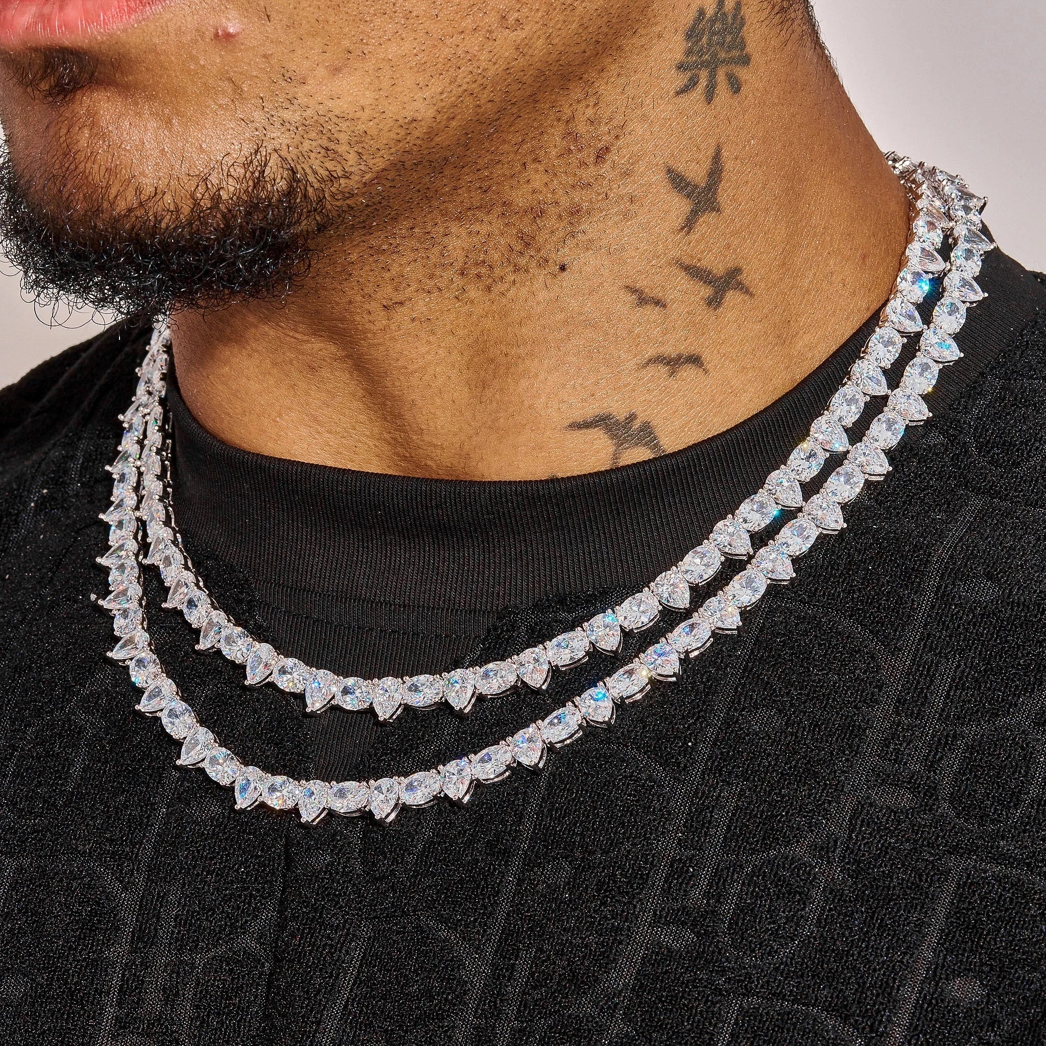 Moissanite Opal and Pear Tennis Chain - 925 Silver - D Colour - VVS1