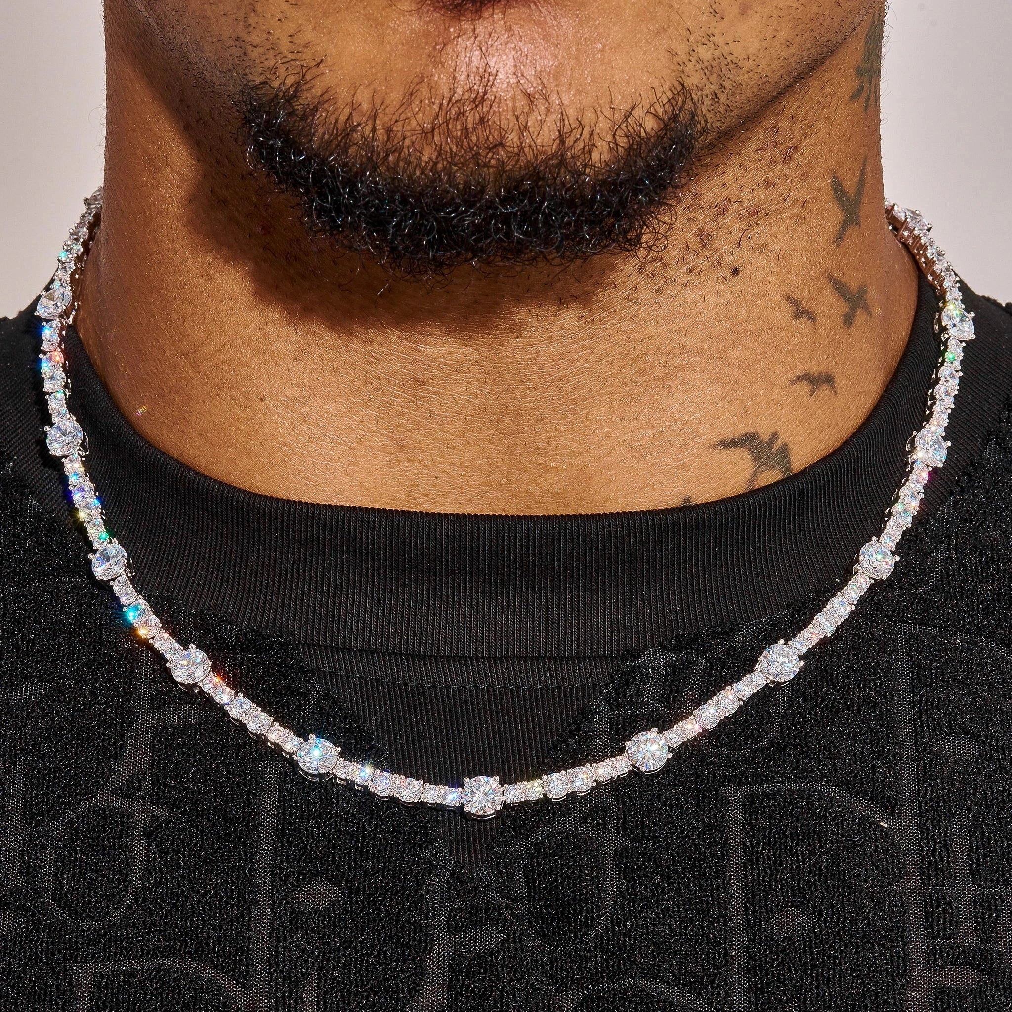 Moissanite Gem Stationed Tennis Chain - 925 Silver - D Colour - VVS1