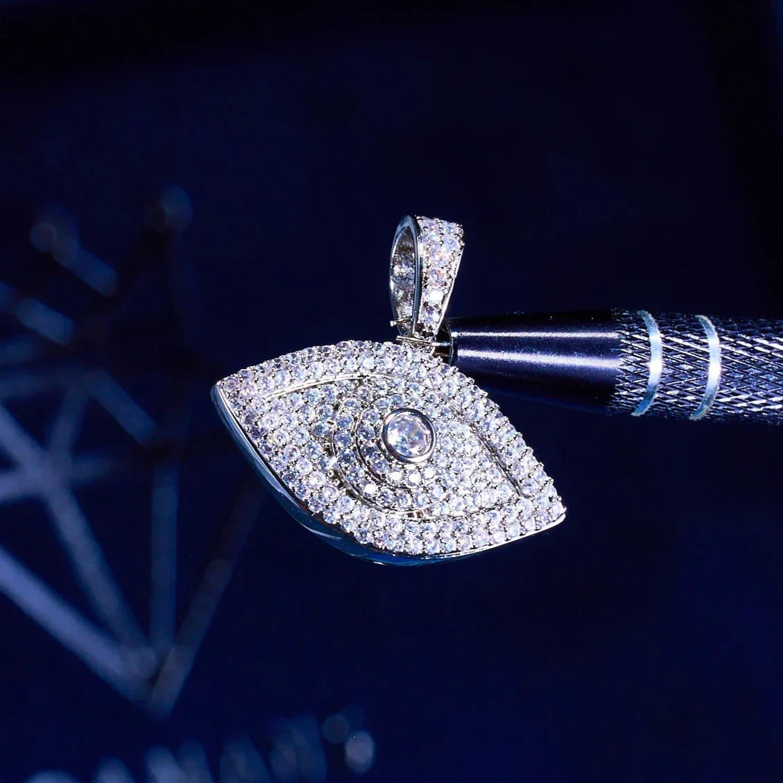 Moissanite Iced Eye Pendant - 925 Silver - D Colour - VVS1