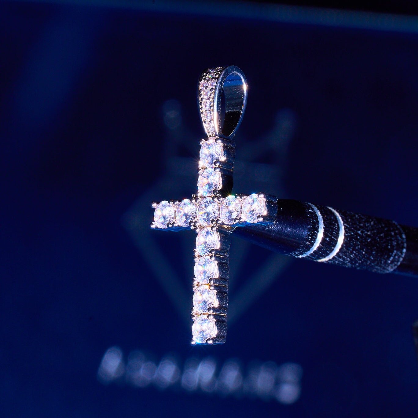 Iced Cross Pendant - White Gold
