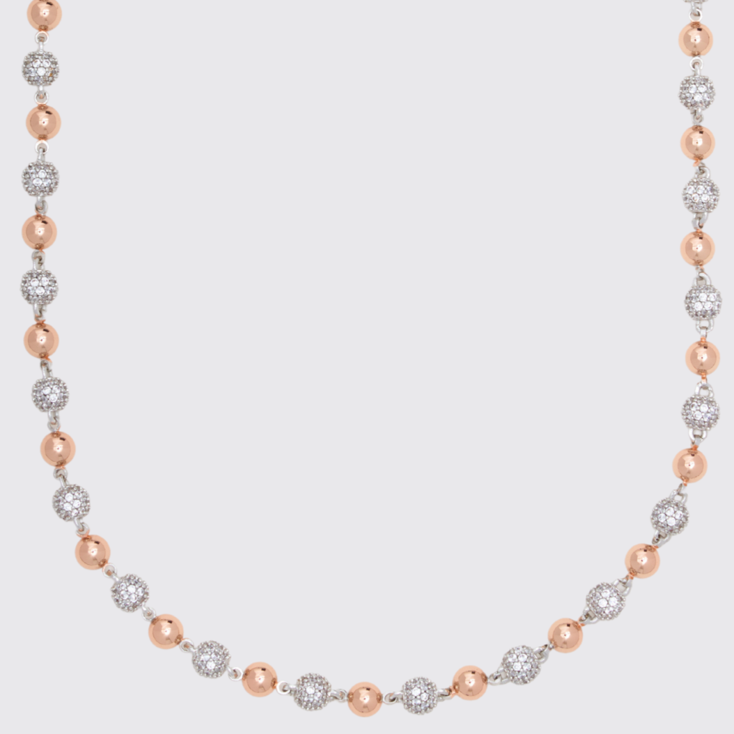 5mm ICED BALL CHAIN - TWO TONE