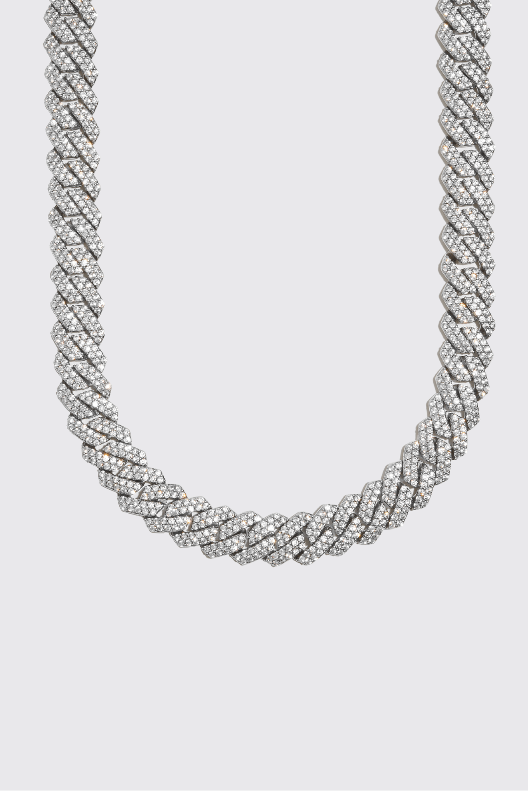 14mm Monaco Chain - White Gold