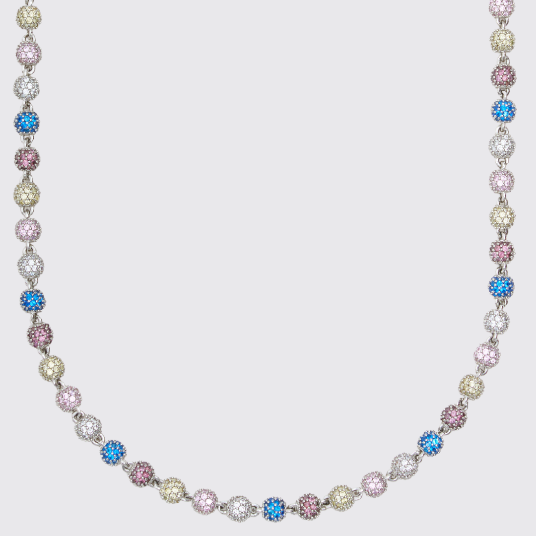 5mm ICED BALL CHAIN - WHITE GOLD