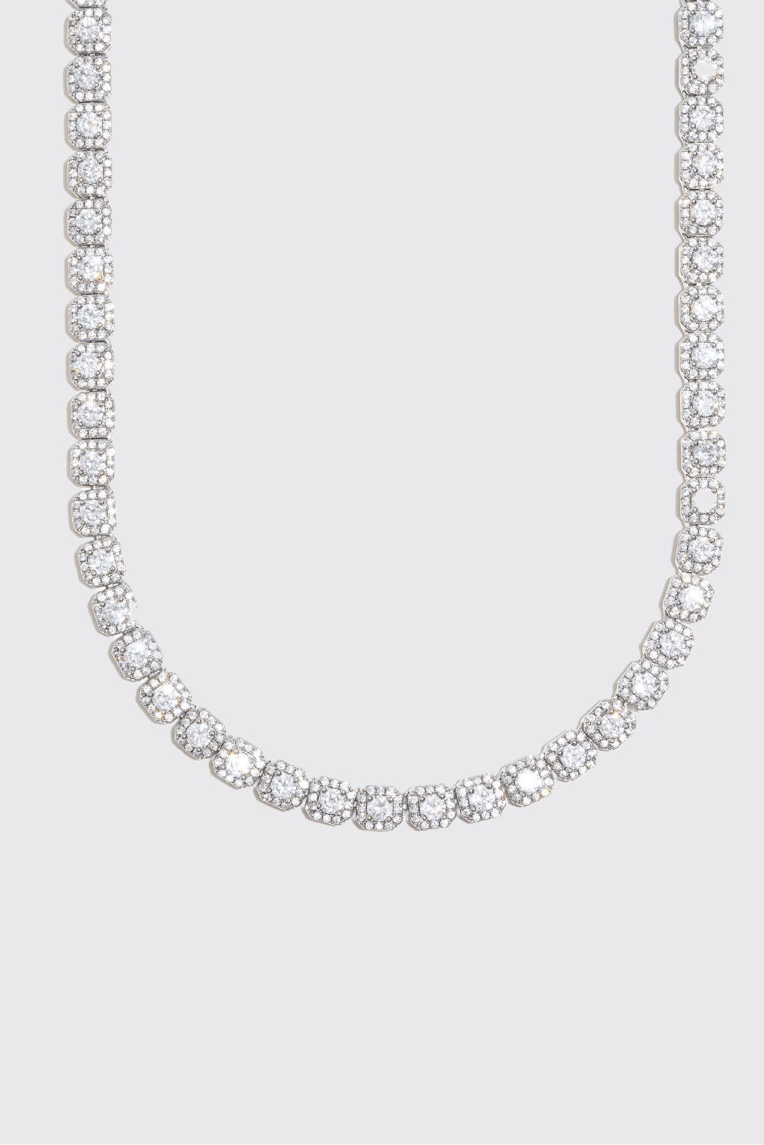 Micro Clustered Tennis Chain - White Gold