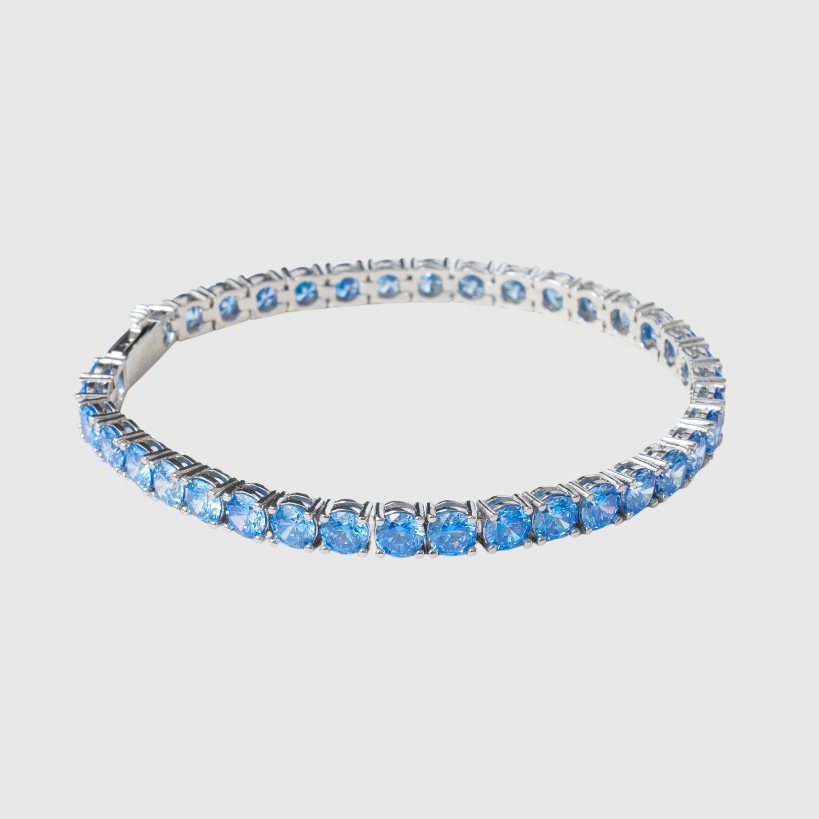 5mm Blue Diamond Tennis Bracelet - White Gold