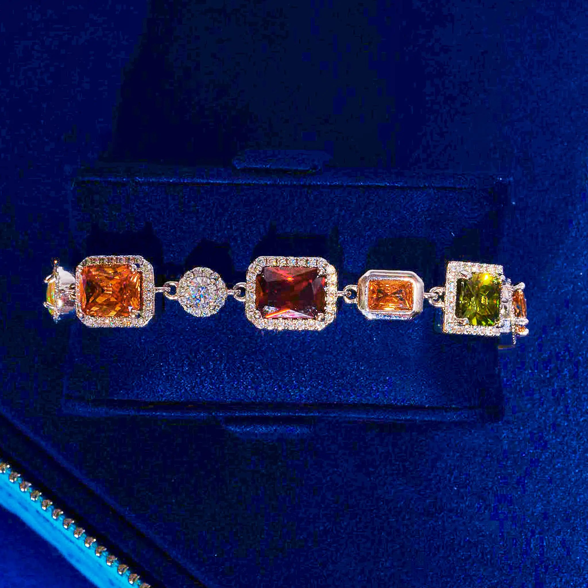 10MM Moissanite Multi Gemstone Bracelet - 925 Silver - D Colour - VVS1