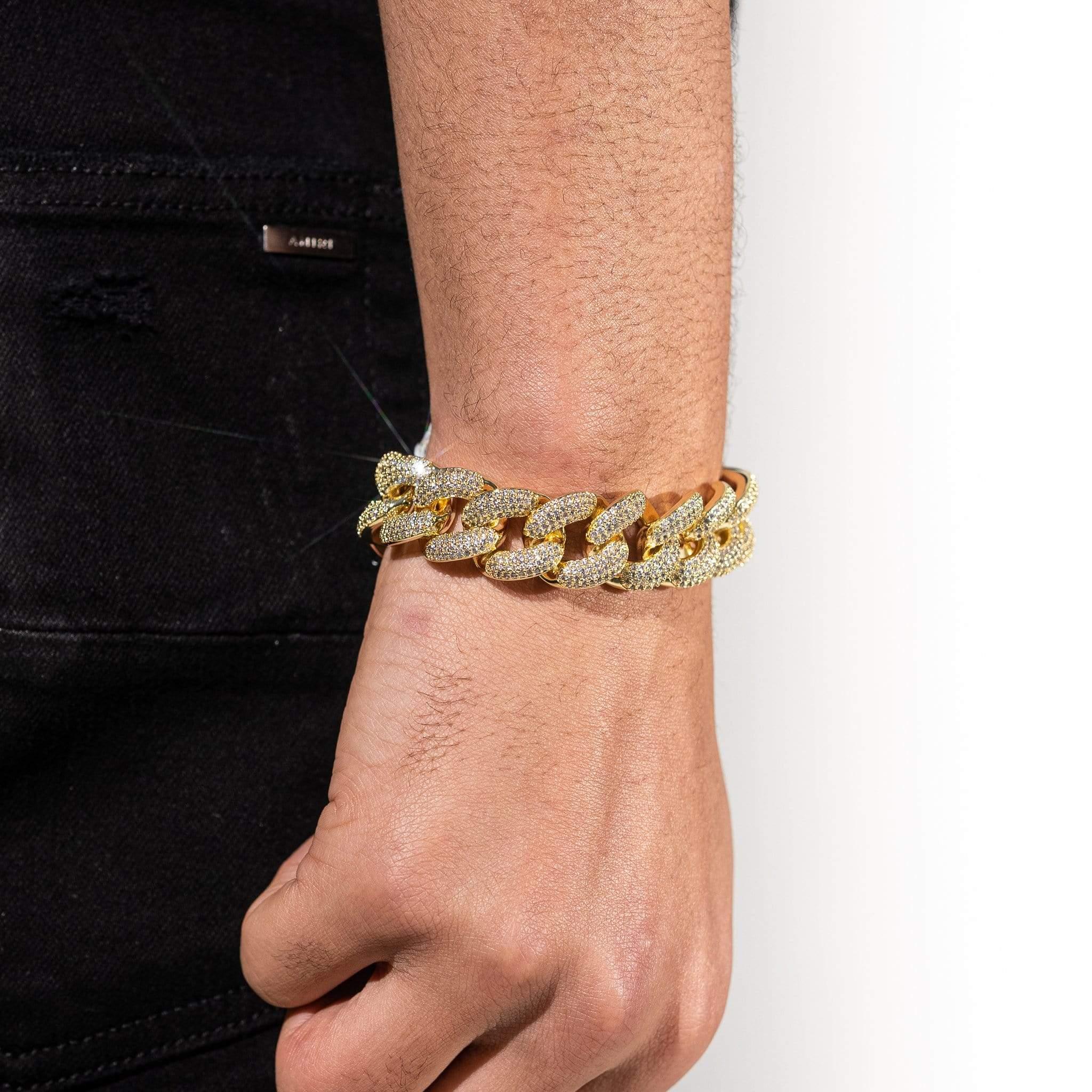 20mm Iced Cuban Bracelet - Gold