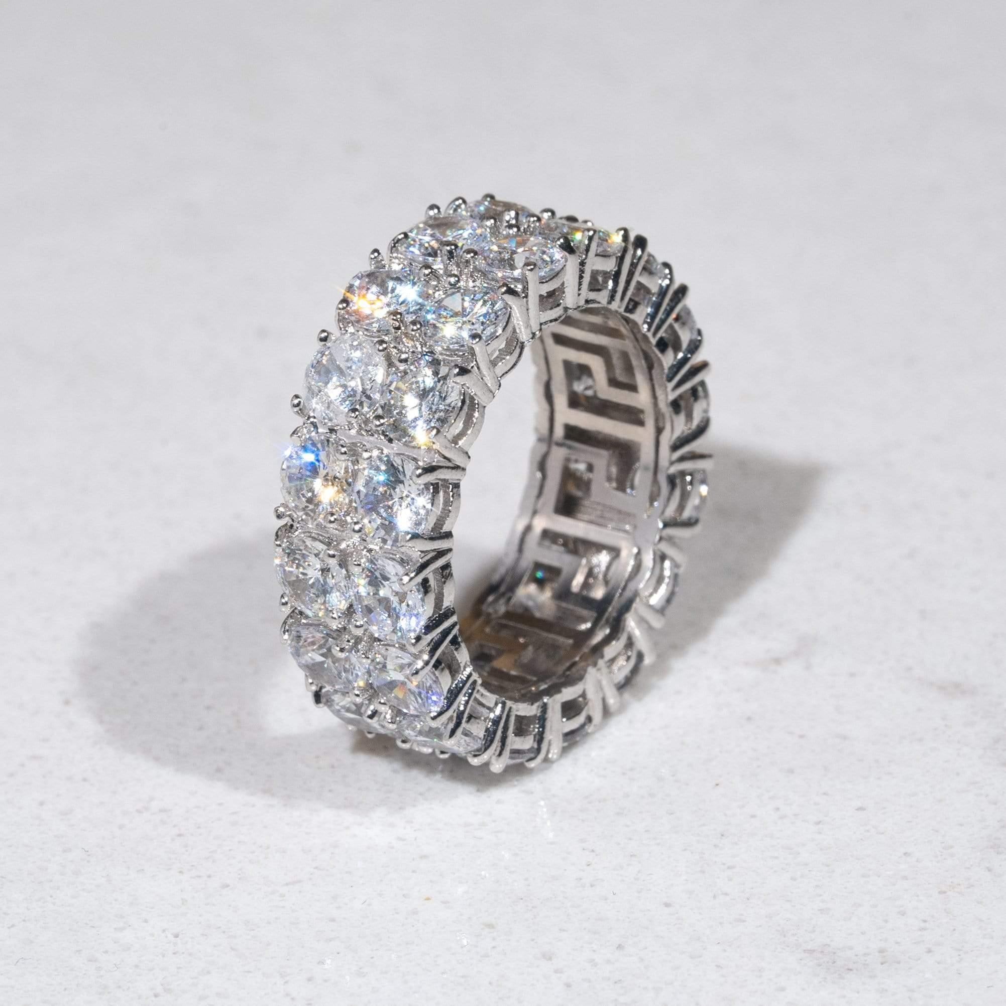 Moissanite Double Row Ring - 925 Silver - D Colour - VVS1