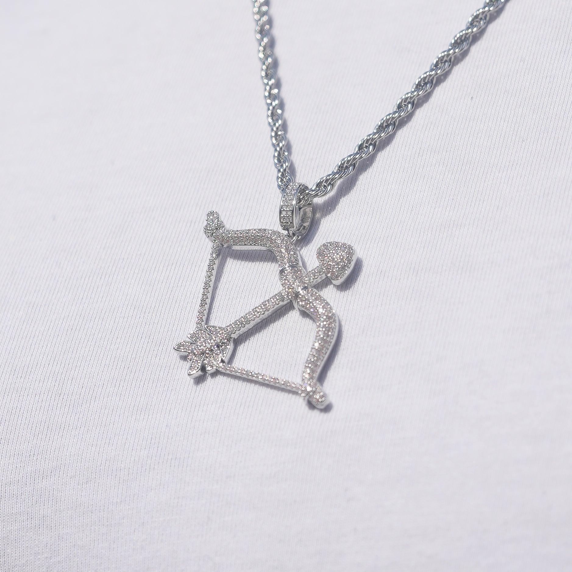 Iced Bow Pendant - White Gold