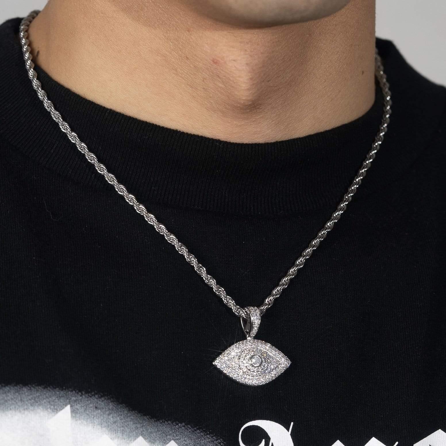 Iced Eye Pendant - White Gold