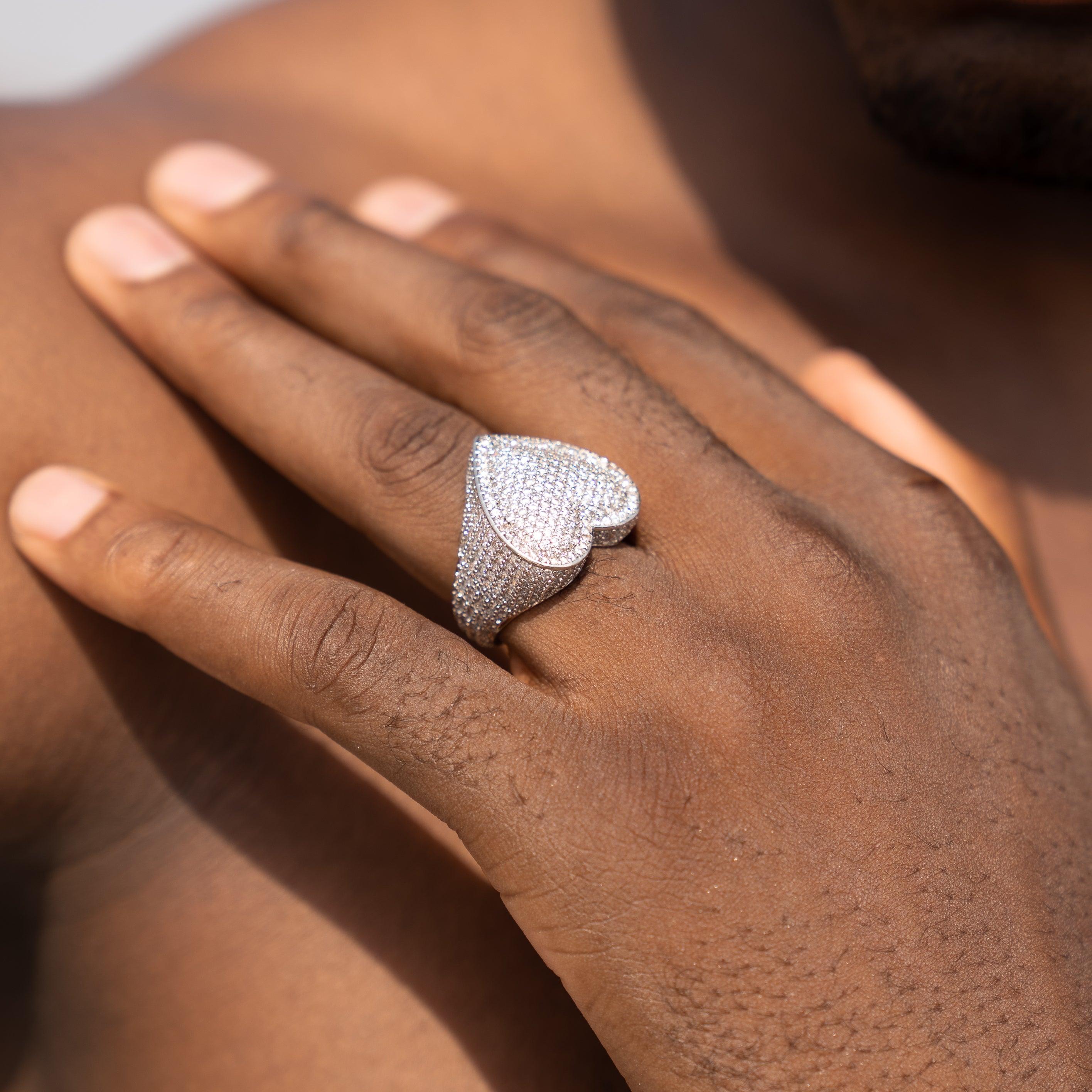 Iced Heart Ring - White Gold