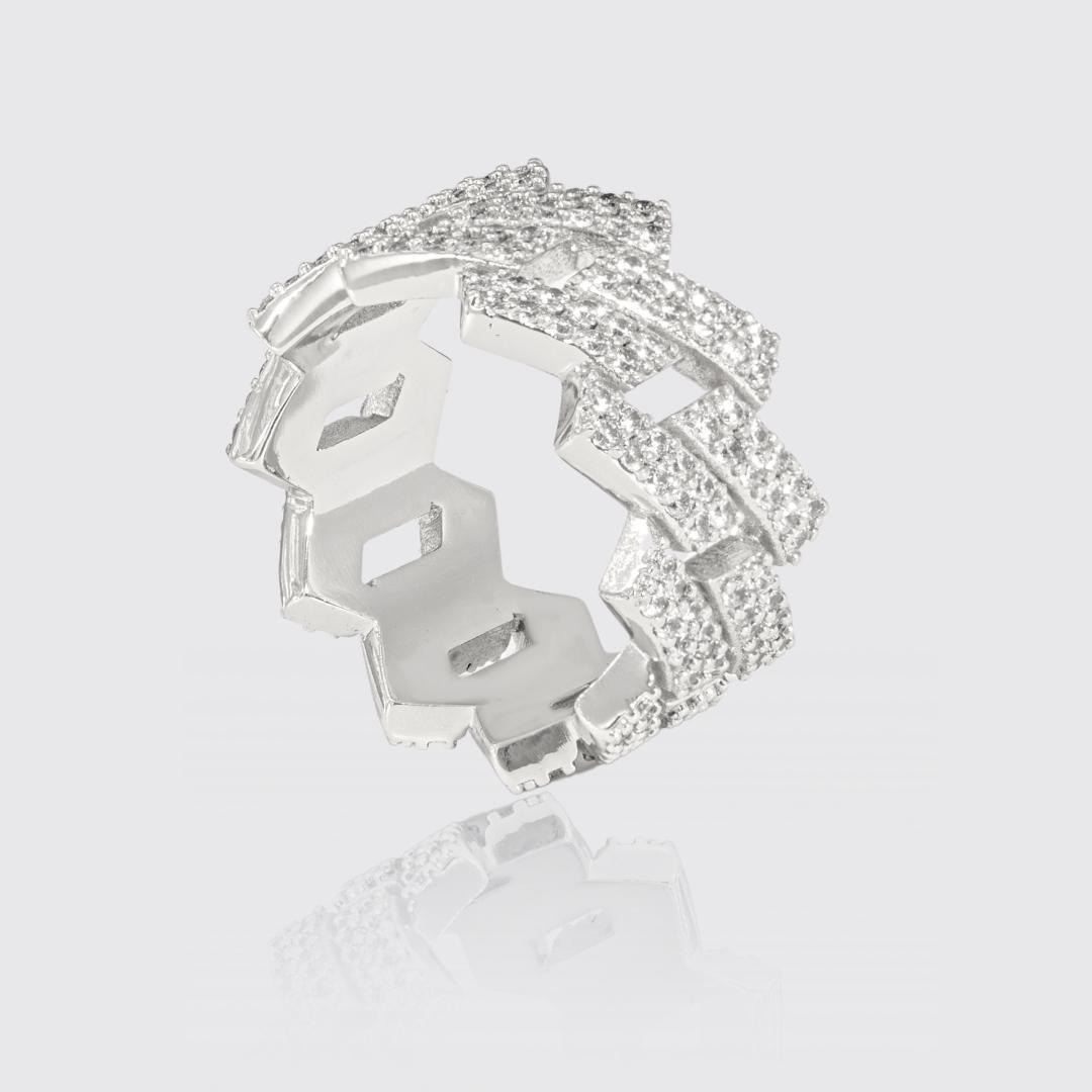Iced Monaco Ring - White Gold